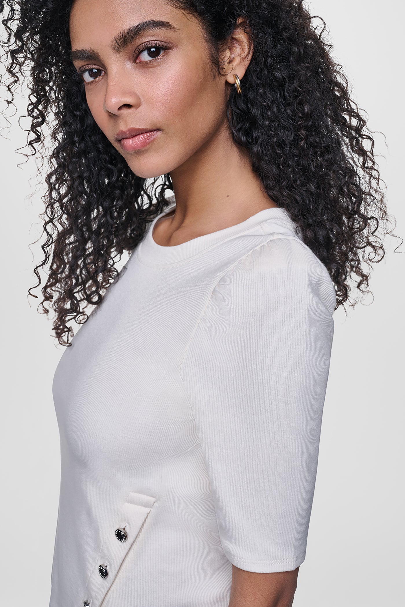 PUFF SLEEVE ASYMMETRIC TOP