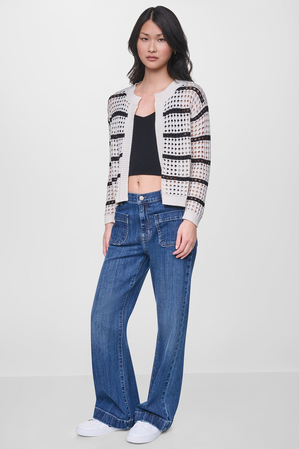 OPEN STITCH STRIPE CARDIGAN