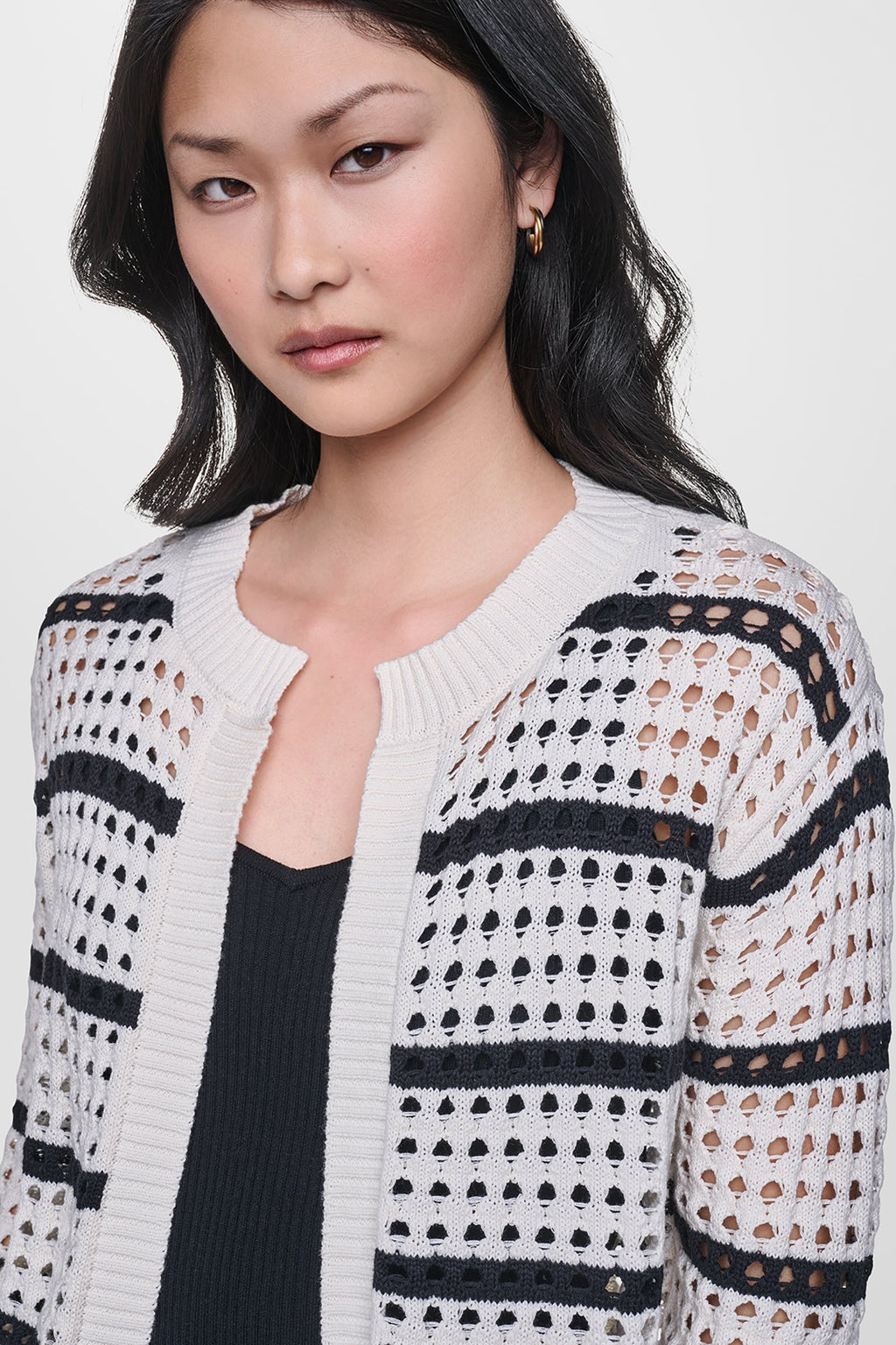 OPEN STITCH STRIPE CARDIGAN