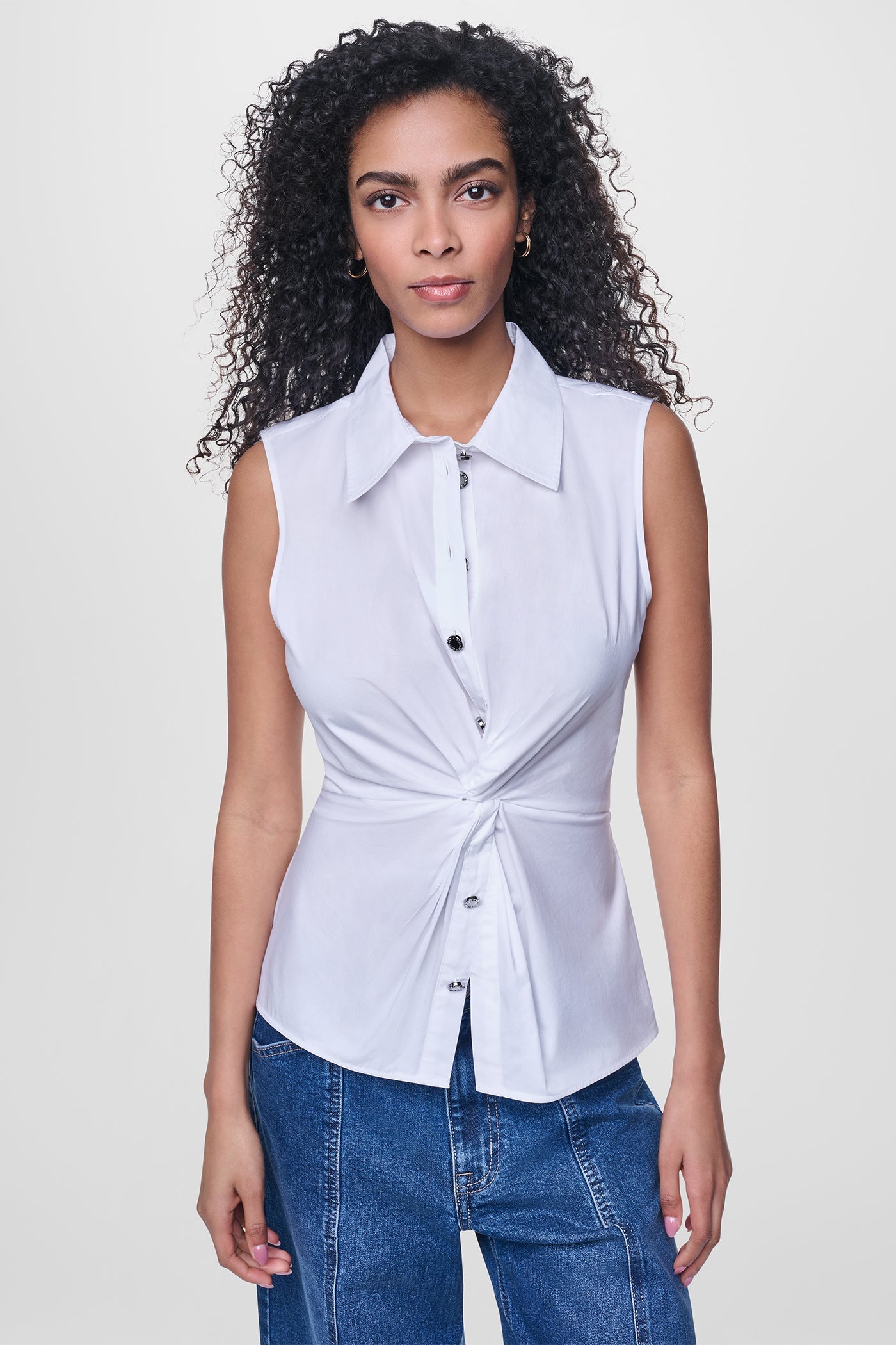 POPLIN TWIST FRONT SHIRT