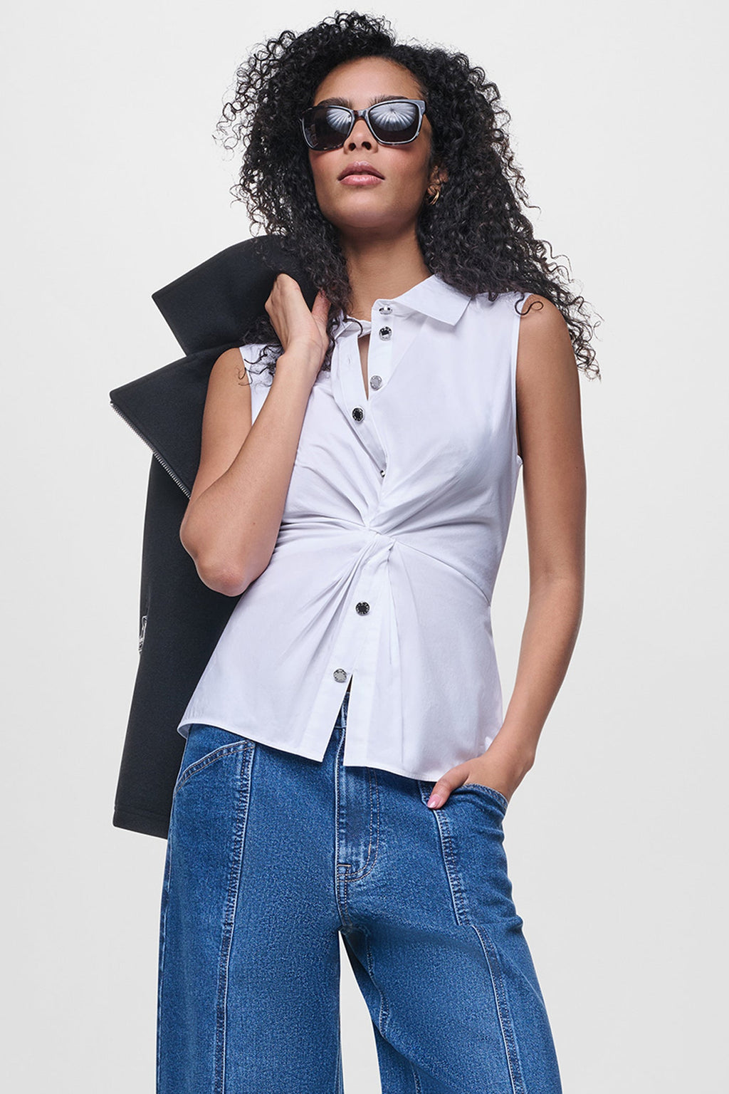 POPLIN TWIST FRONT SHIRT