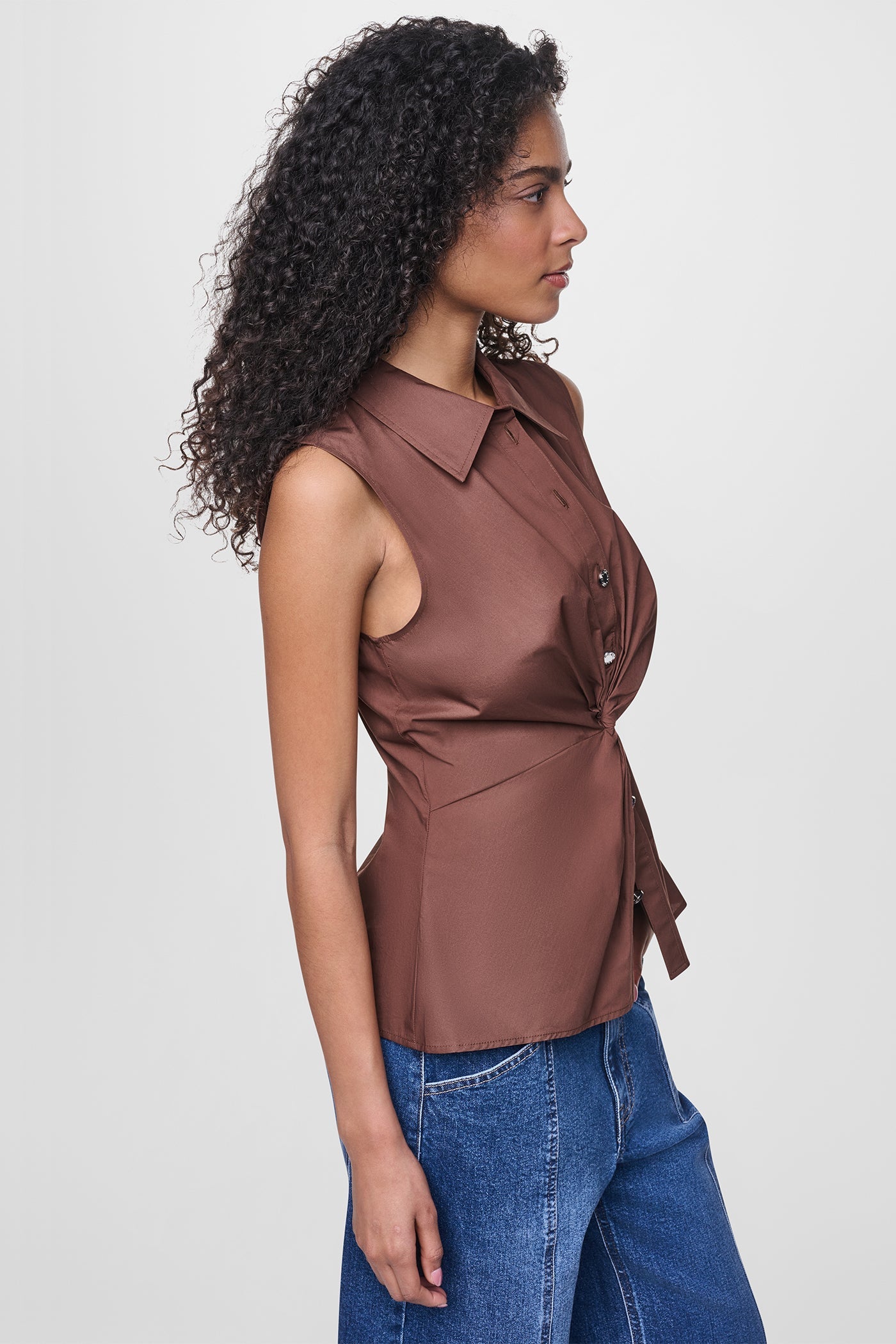 POPLIN TWIST FRONT SHIRT
