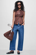 POPLIN TWIST FRONT SHIRT