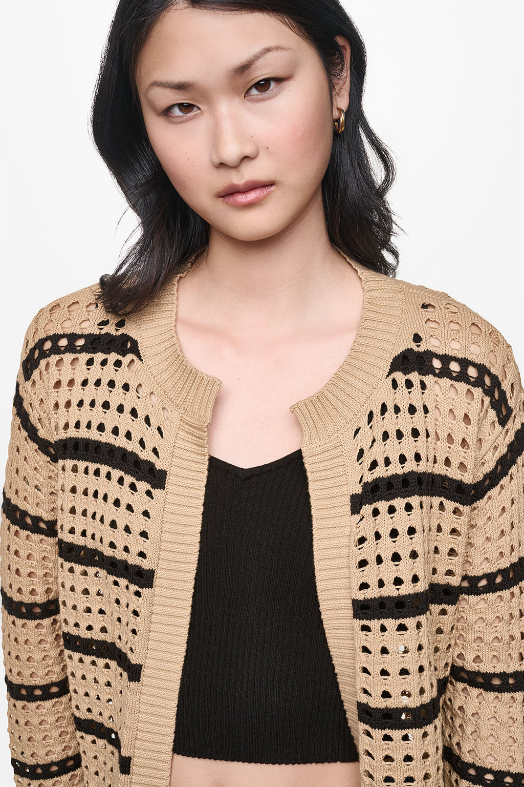 OPEN STITCH STRIPE CARDIGAN
