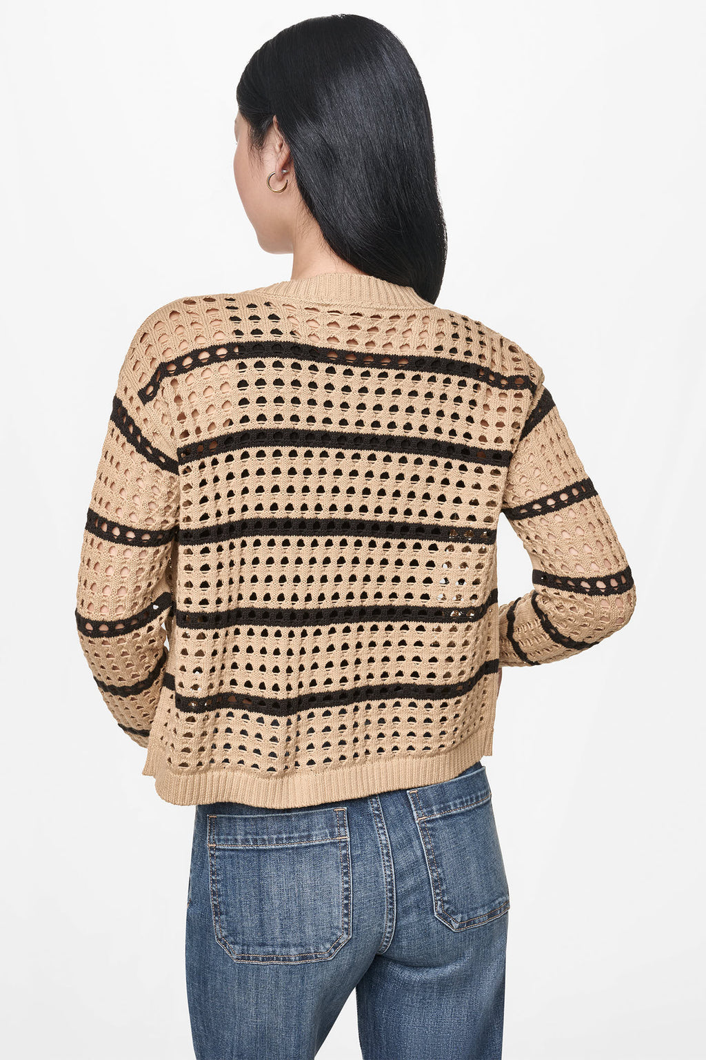 OPEN STITCH STRIPE CARDIGAN