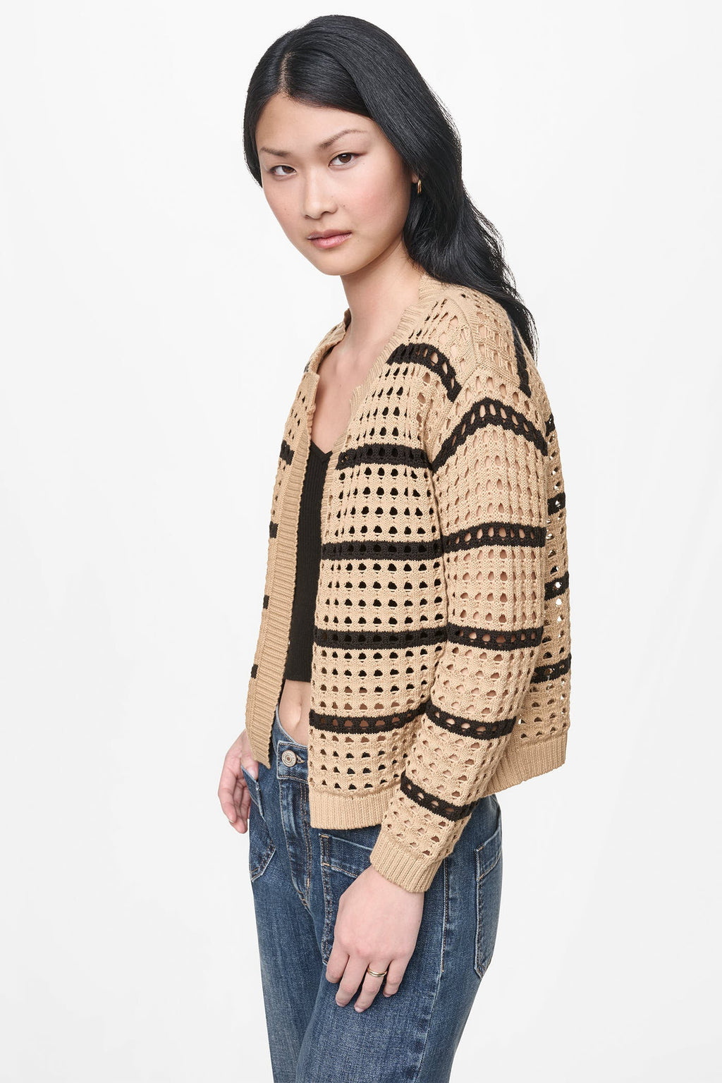 OPEN STITCH STRIPE CARDIGAN