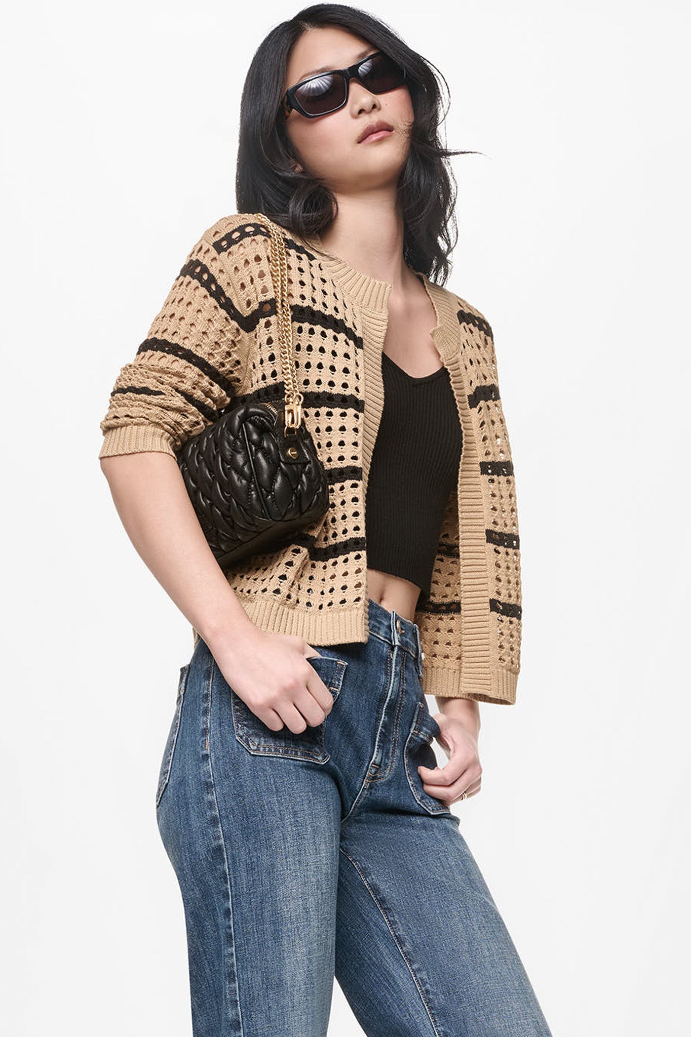 OPEN STITCH STRIPE CARDIGAN