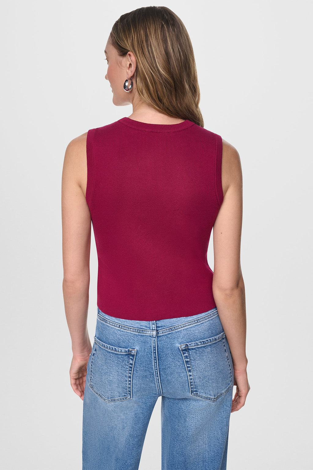 CROPPED SLEEVELESS LOGO TRIM SWEATER