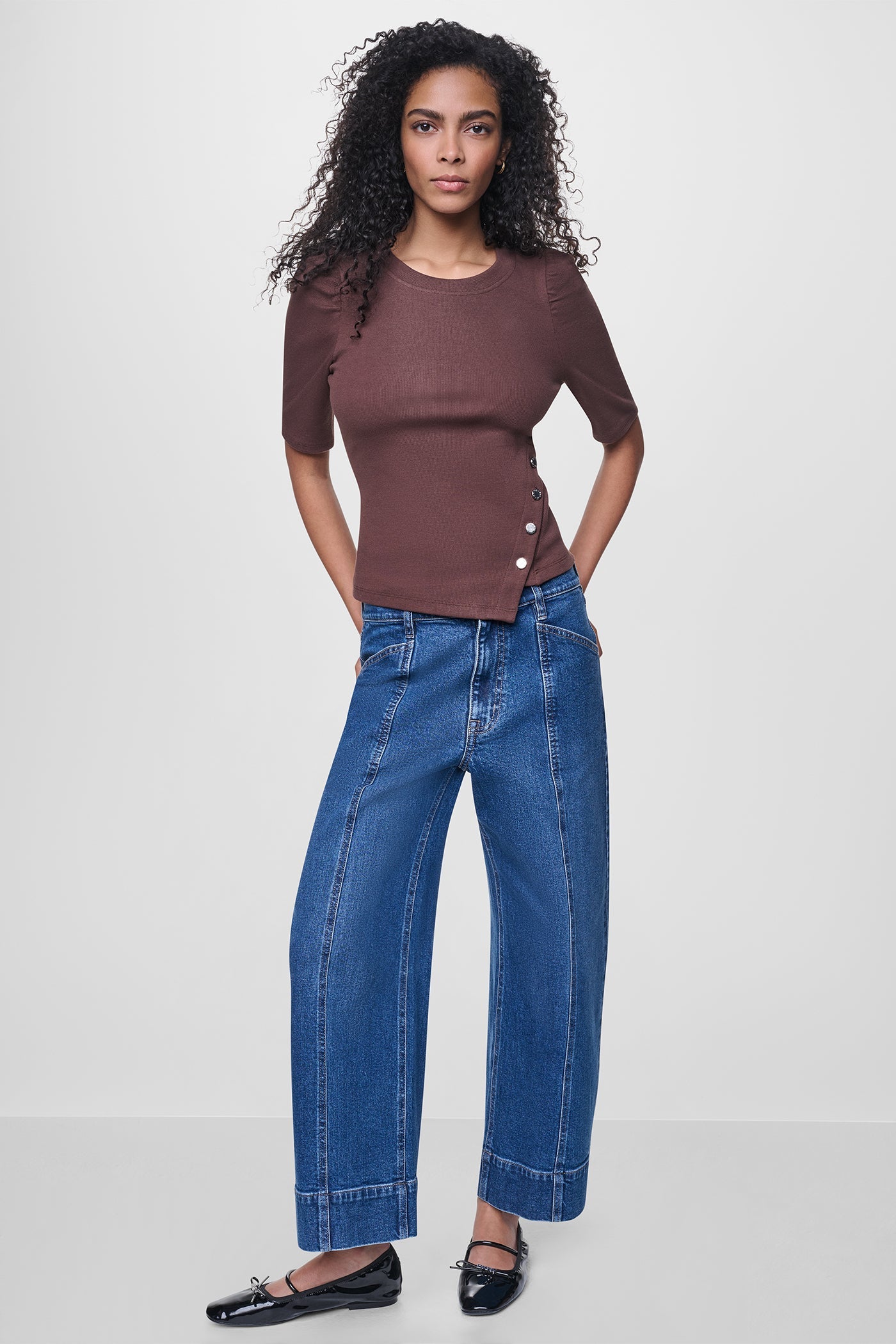 PUFF SLEEVE ASYMMETRIC TOP