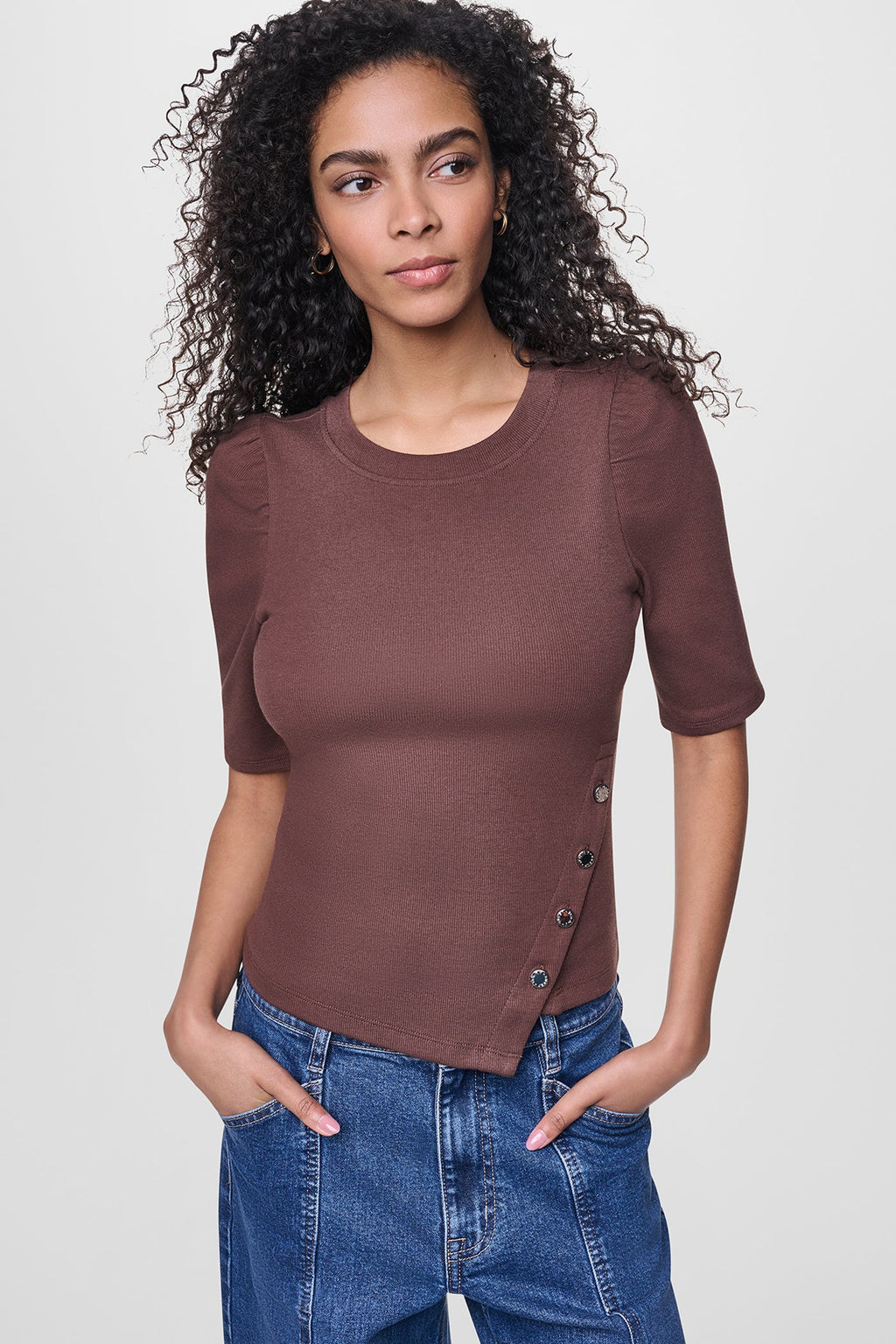 PUFF SLEEVE ASYMMETRIC TOP
