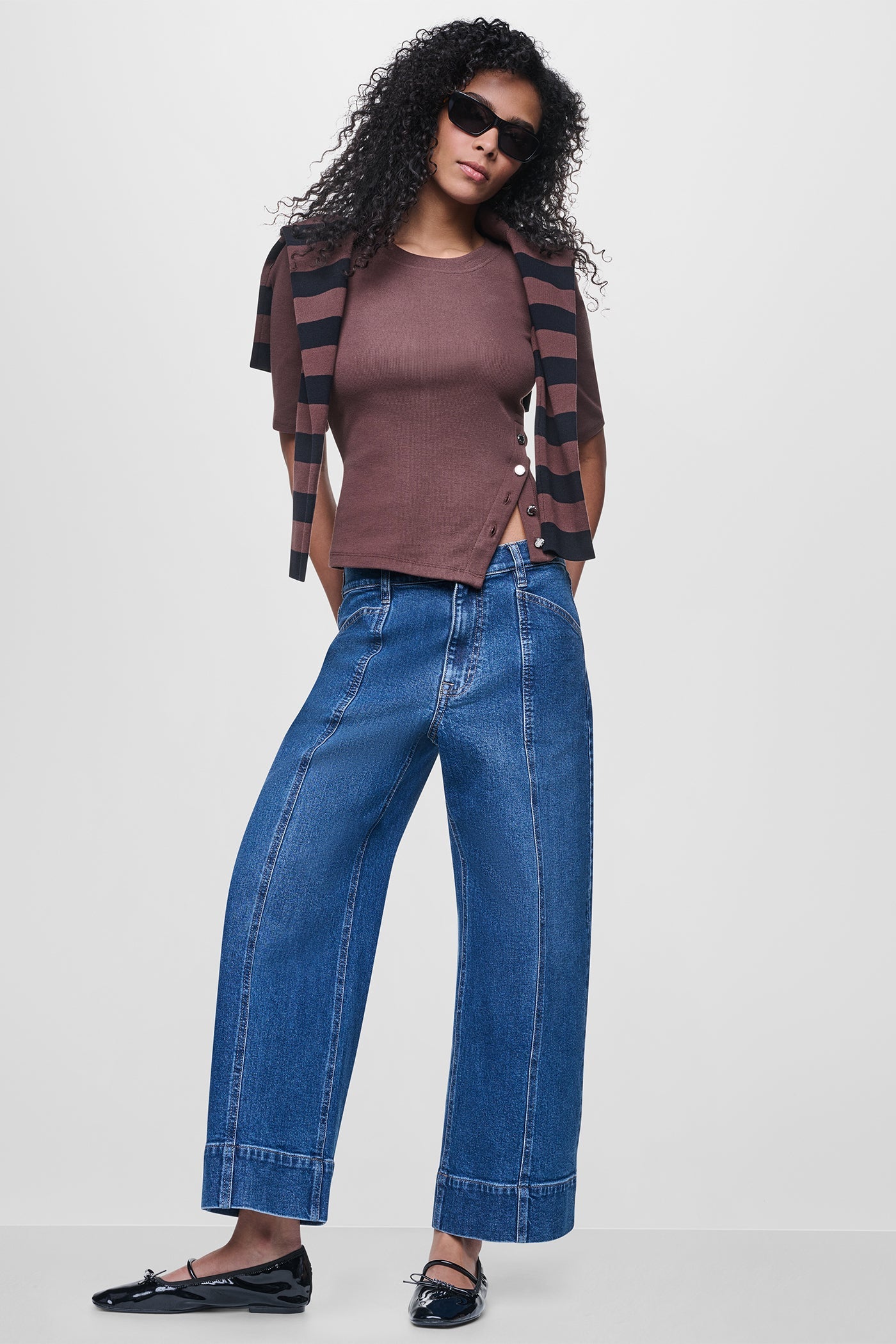 PUFF SLEEVE ASYMMETRIC TOP