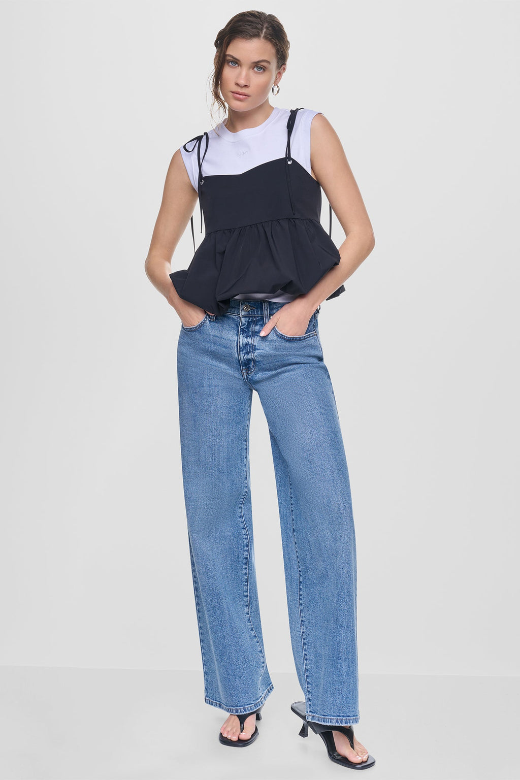 PEPLUM TANK WITH TIED STRAPS