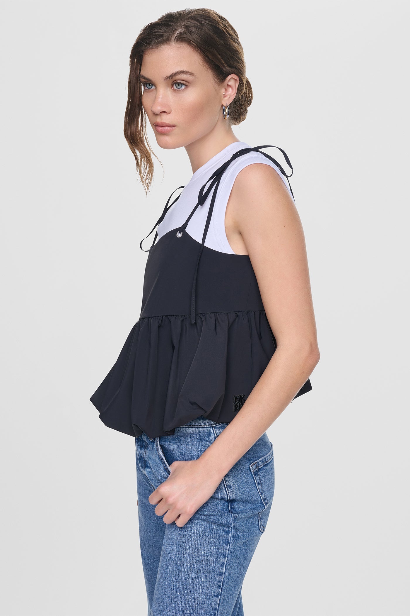 PEPLUM TANK WITH TIED STRAPS