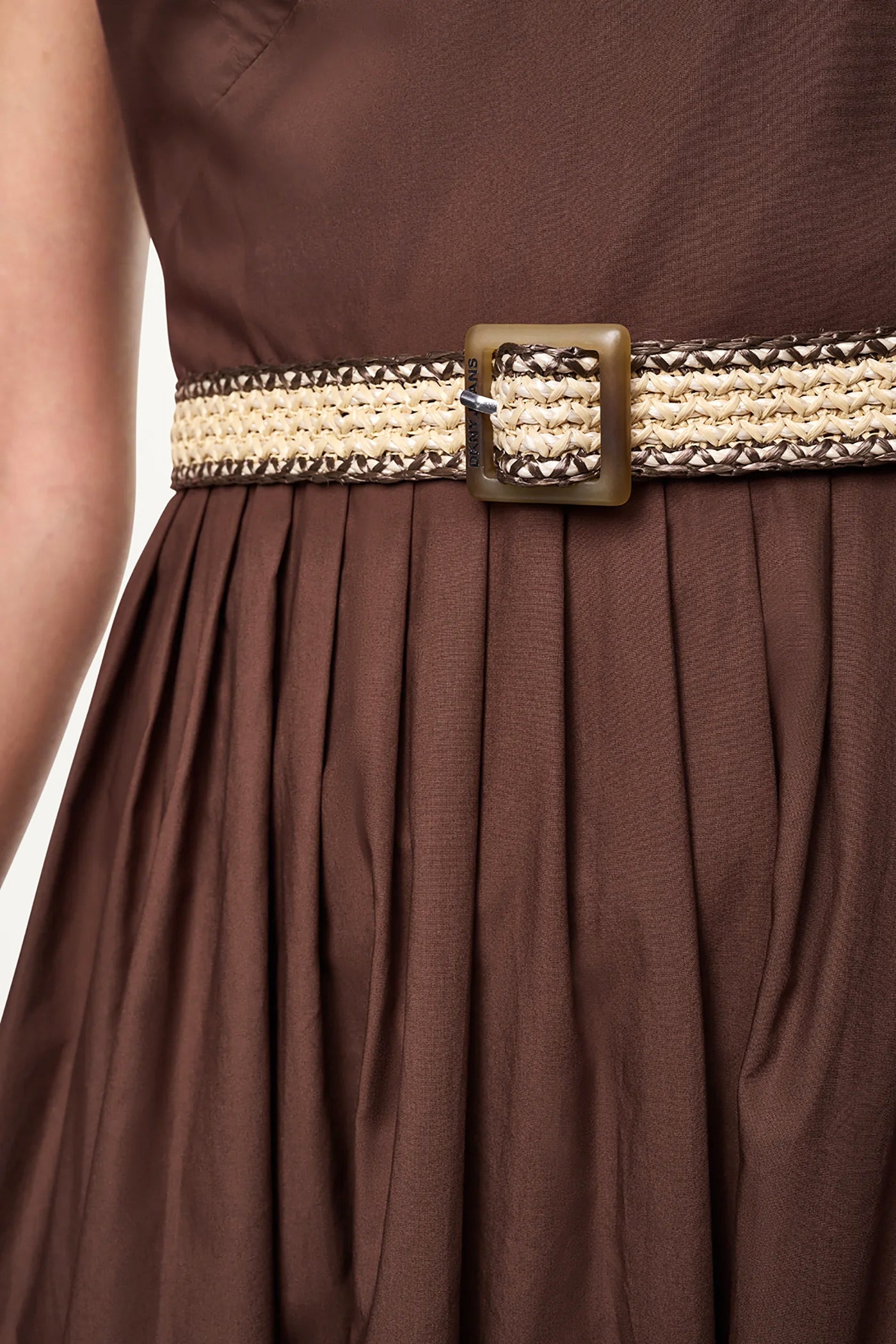 STRAPPY V-NECK MAXI DRESS WITH RAFFIA BELT