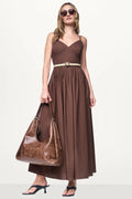 STRAPPY V-NECK MAXI DRESS WITH RAFFIA BELT