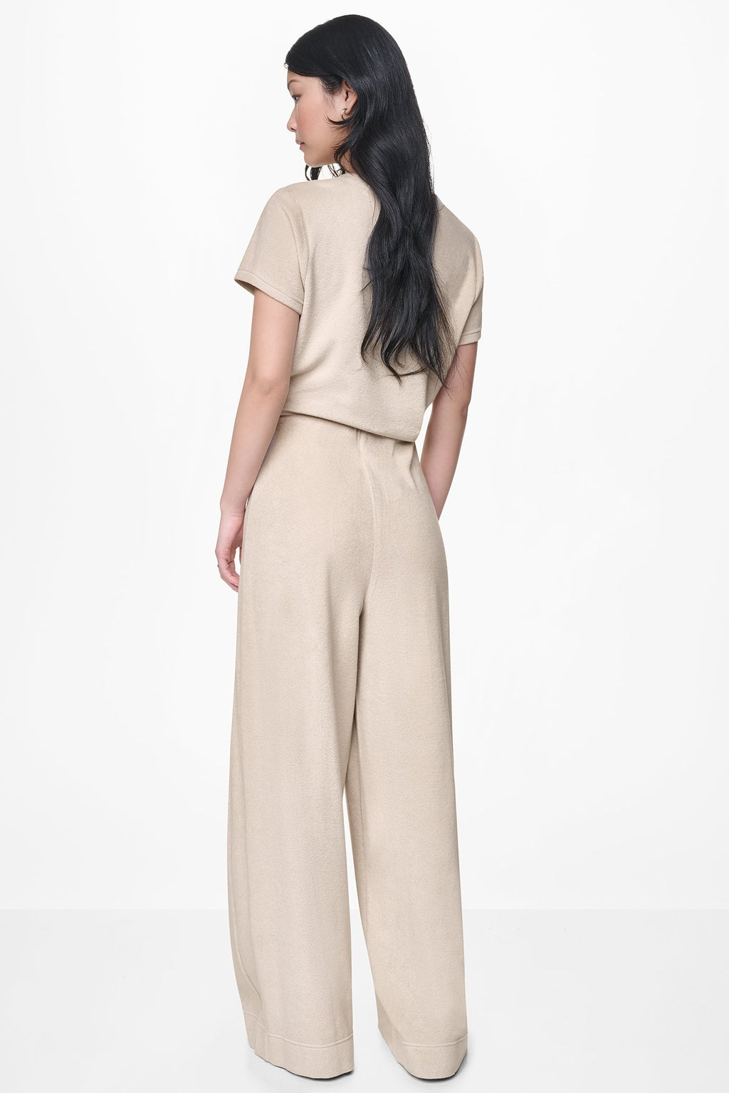 TOWELLING TERRY HIGH-RISE WIDE LEG PANT