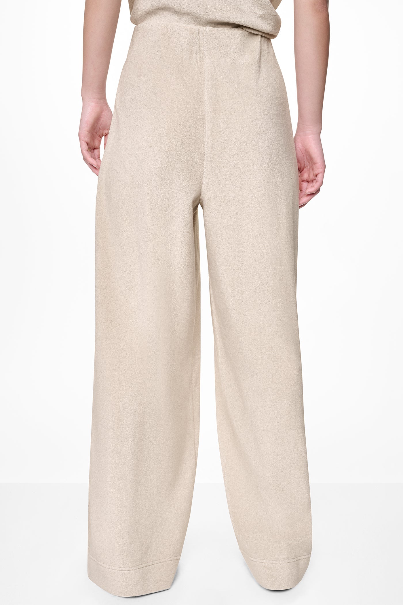 TOWELLING TERRY HIGH-RISE WIDE LEG PANT