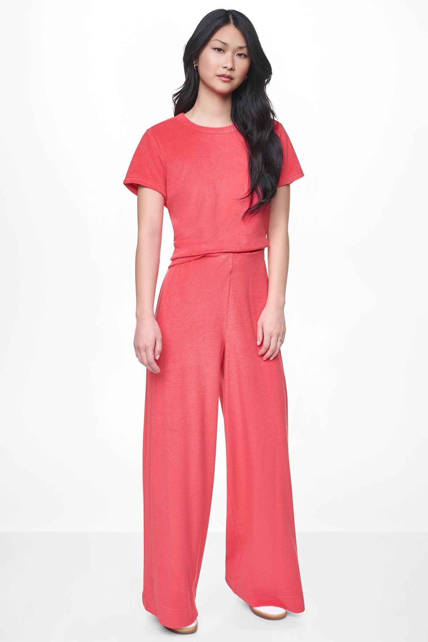 TOWELLING TERRY HIGH RISE WIDE LEG PANT