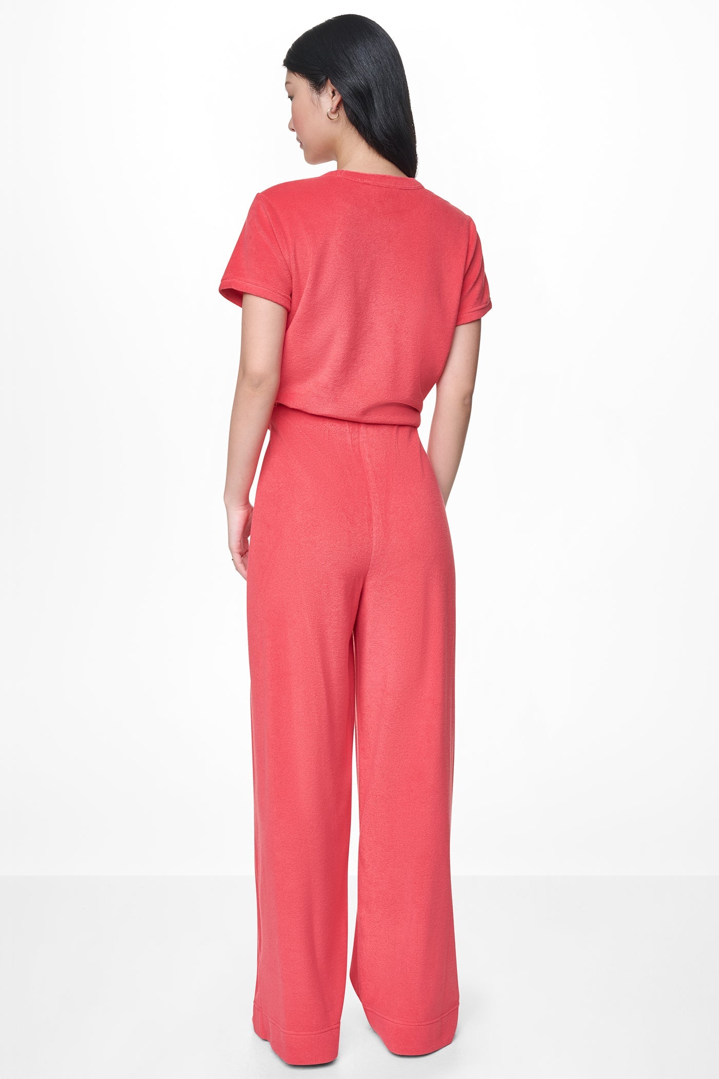 TOWELLING TERRY HIGH RISE WIDE LEG PANT