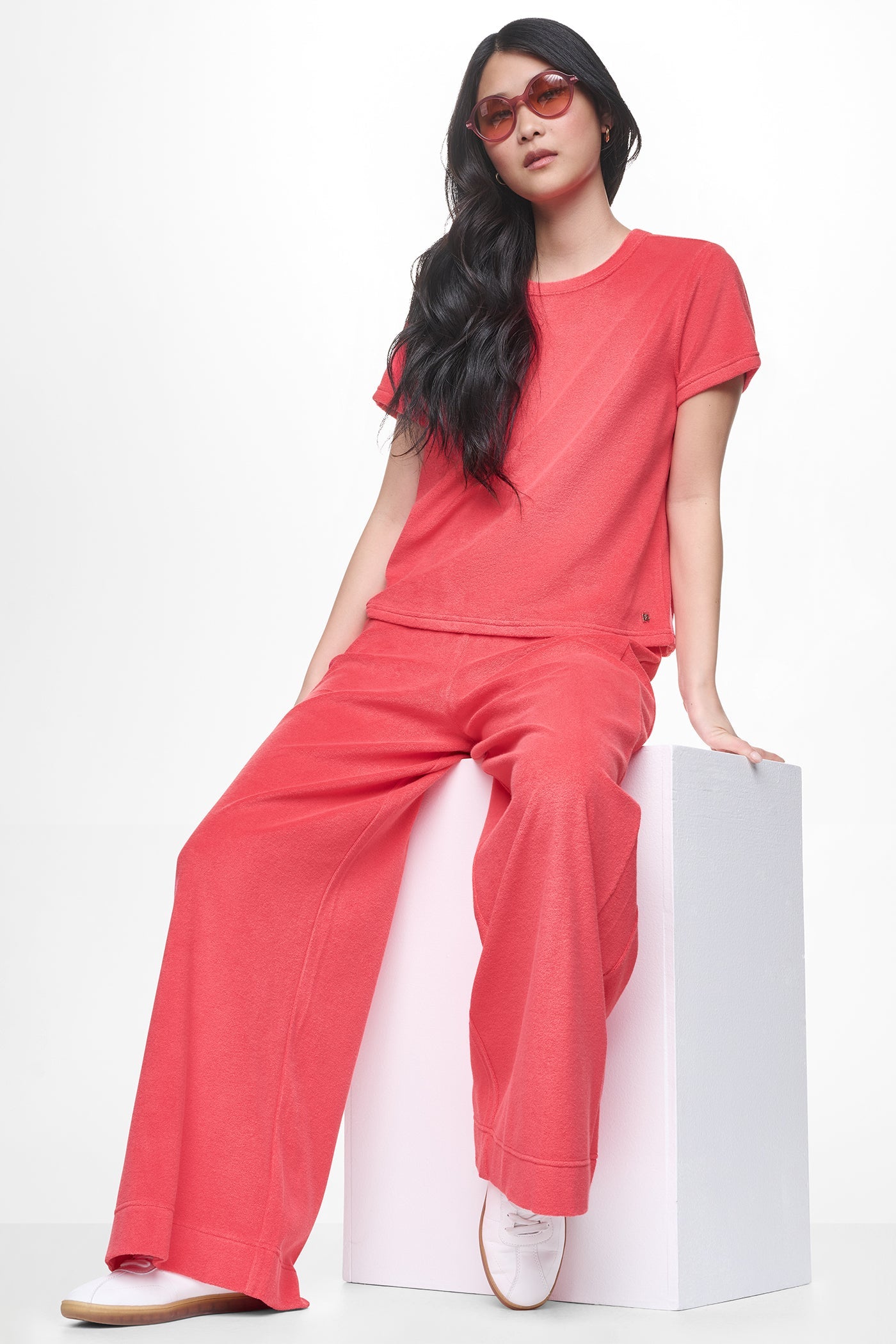 TOWELLING TERRY HIGH RISE WIDE LEG PANT