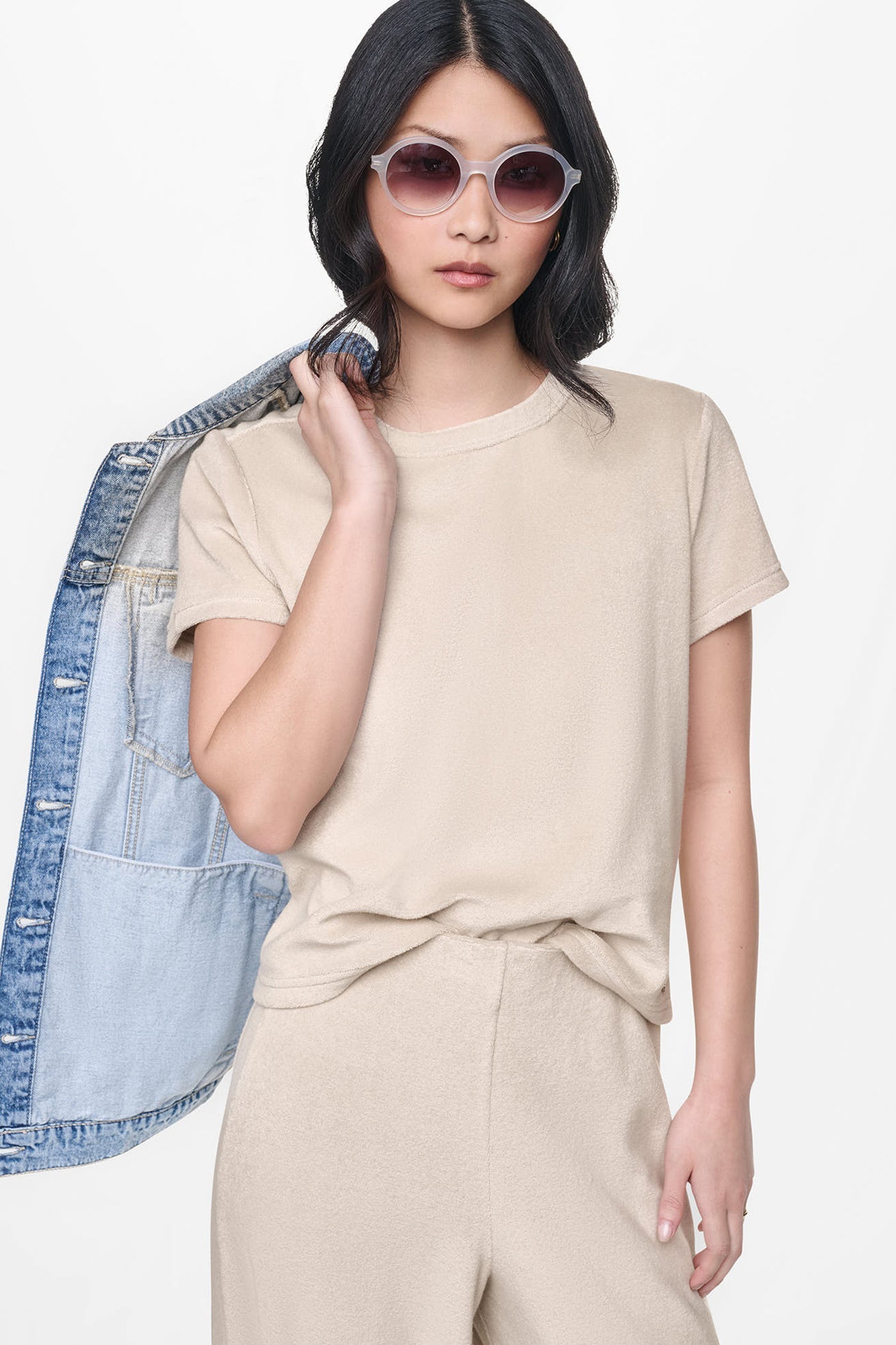 TOWELLING TERRY CREW NECK TEE
