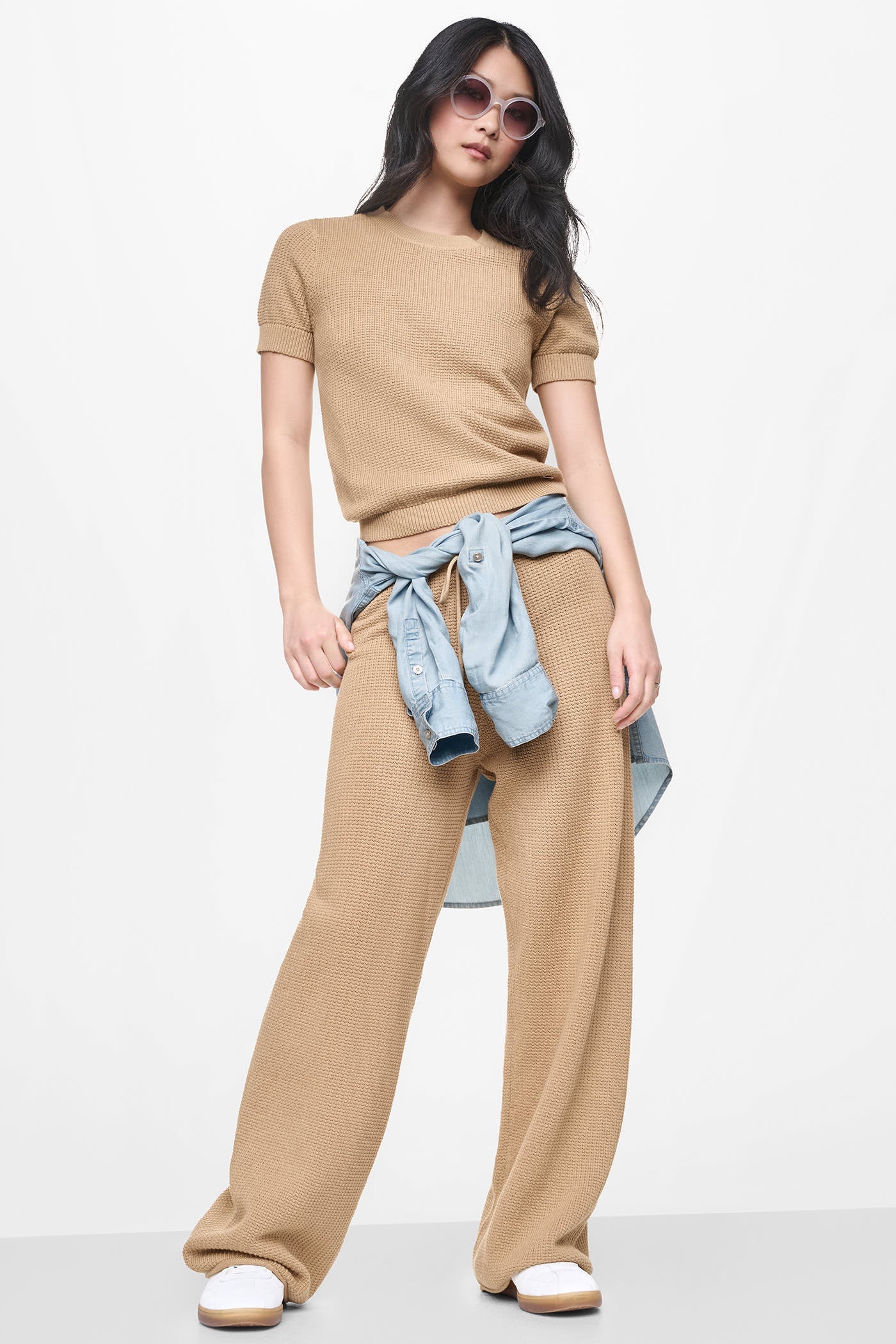 TUCK STITCH HIGH-RISE DRAWSTRING PANT