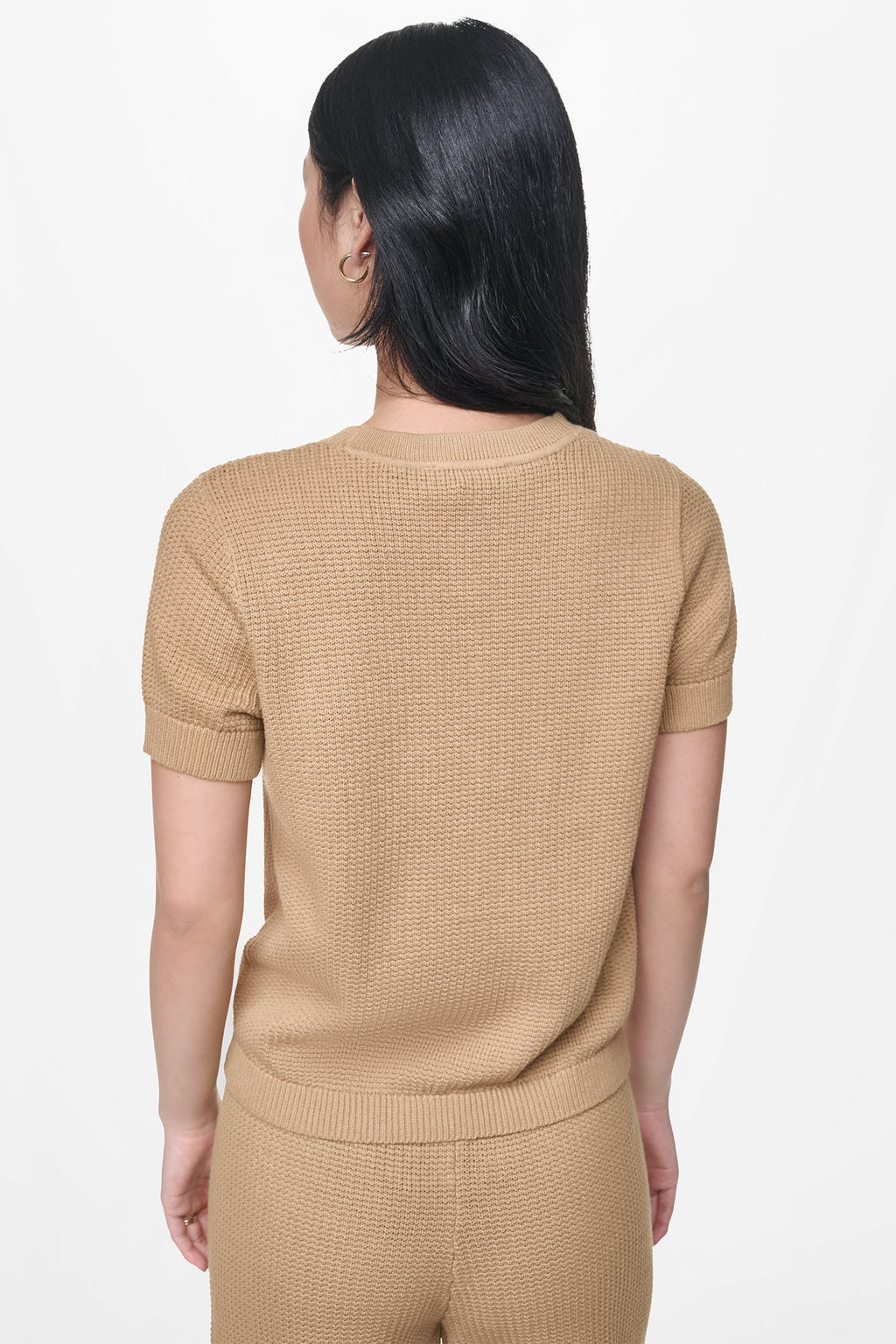 SHORT SLEEVE TUCK STITCH SWEATER