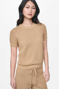 SHORT SLEEVE TUCK STITCH SWEATER