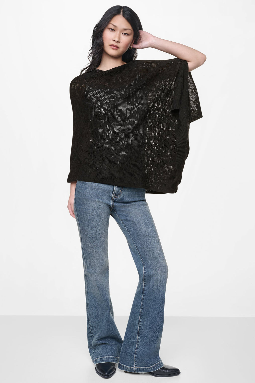 ASYMMETRIC FINE GAUGE PONCHO