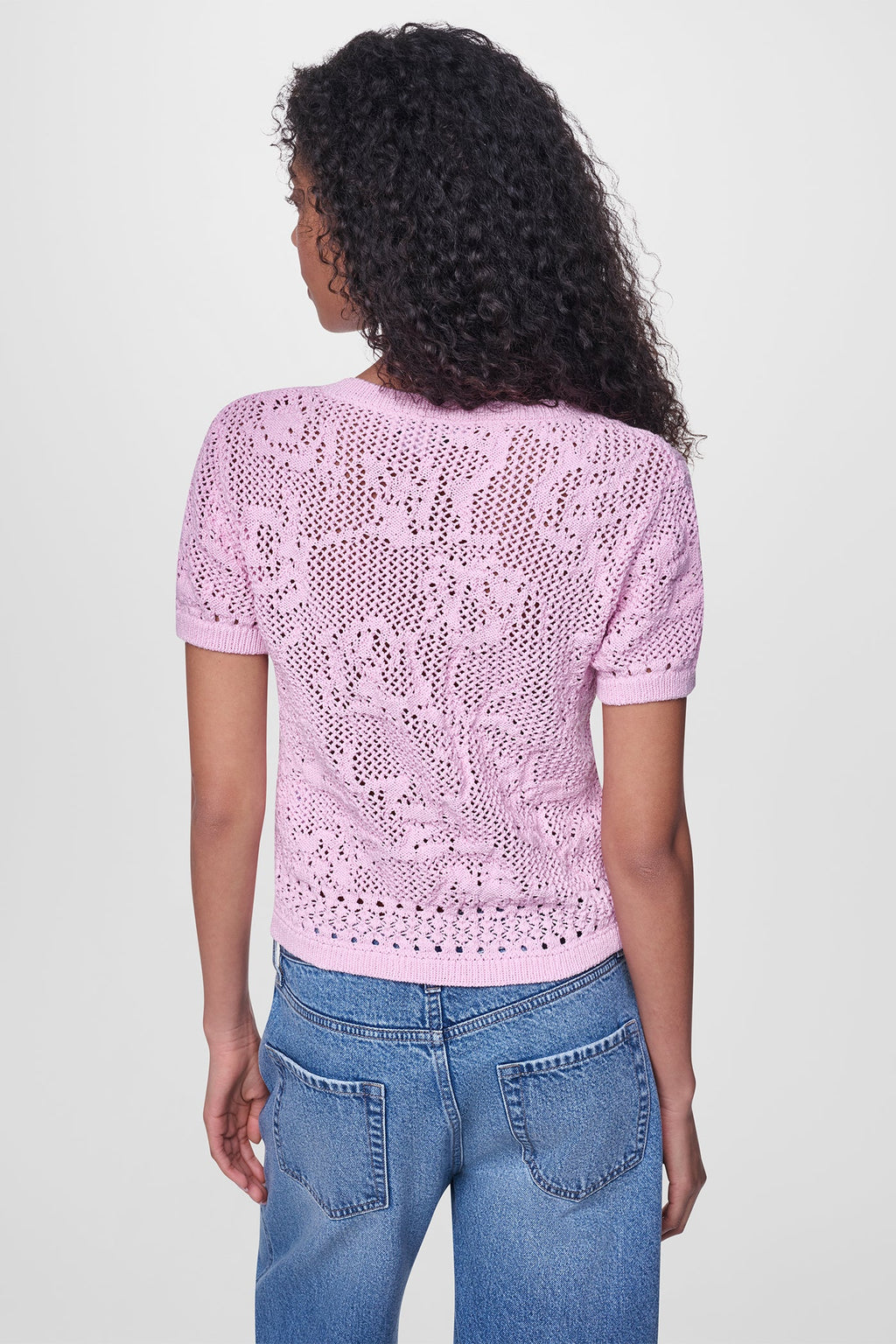 LACE STITCH BUTTON FRONT CARDIGAN