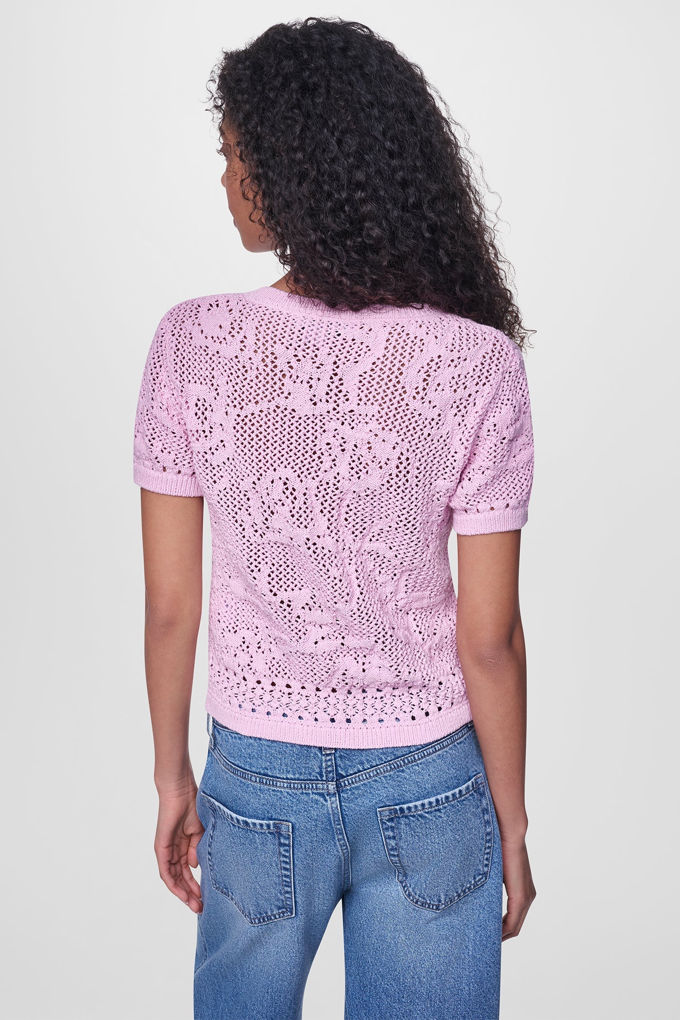 LACE STITCH BUTTON FRONT CARDIGAN