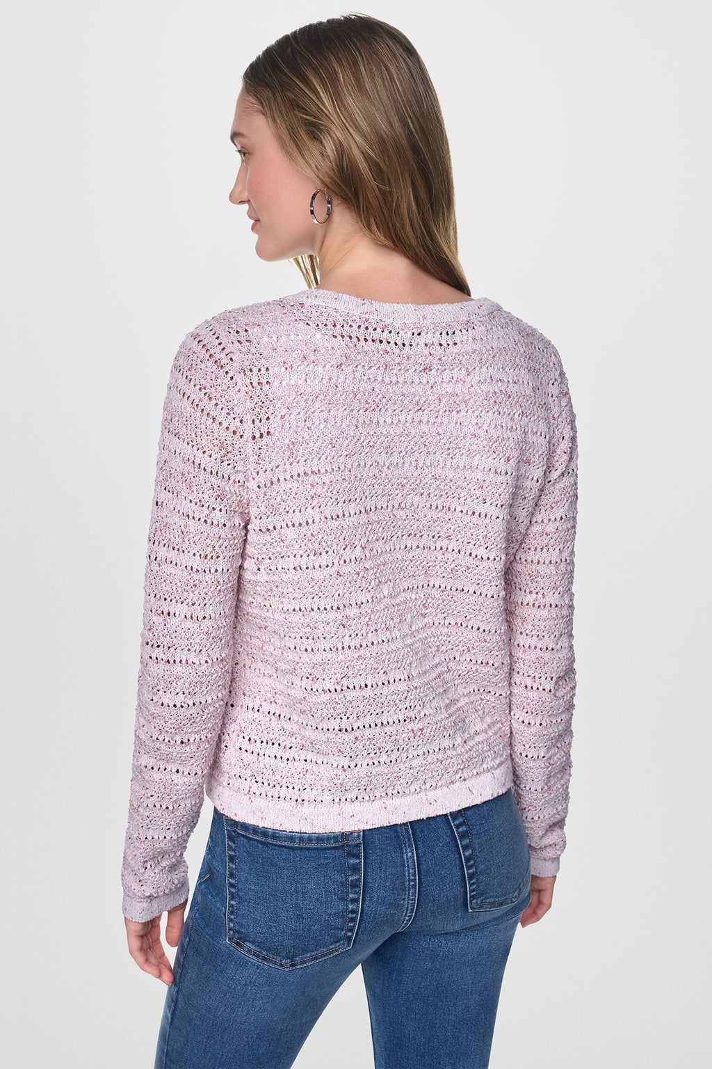 OPEN STITCH MARLED KNIT CARDIGAN