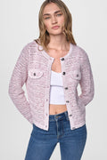 OPEN STITCH MARLED KNIT CARDIGAN