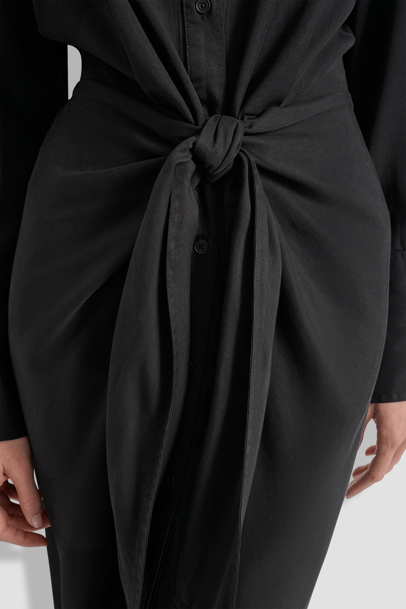 GARMENT DYE LONG SLEEVE BUTTON FRONT SHIRT DRESS