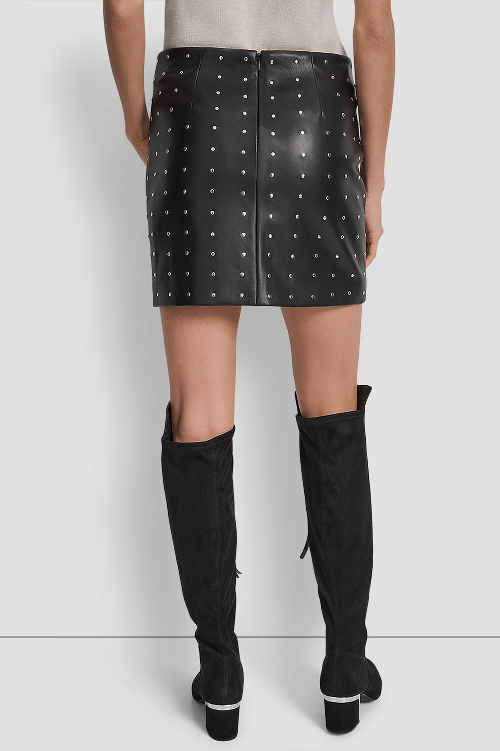 EMBELLISHED FAUX LEATHER SKIRT
