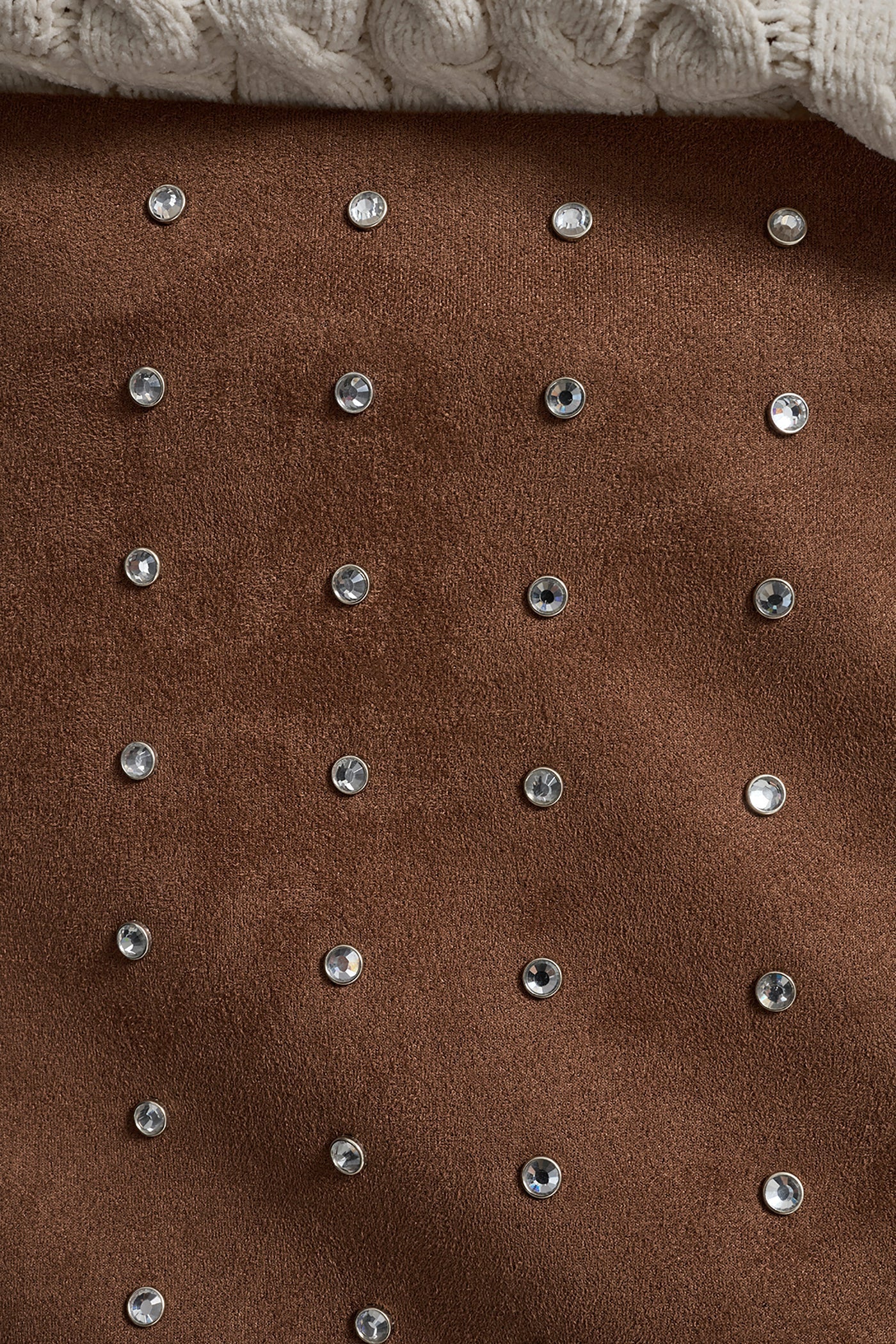 EMBELLISHED FAUX SUEDE MINI SKIRT