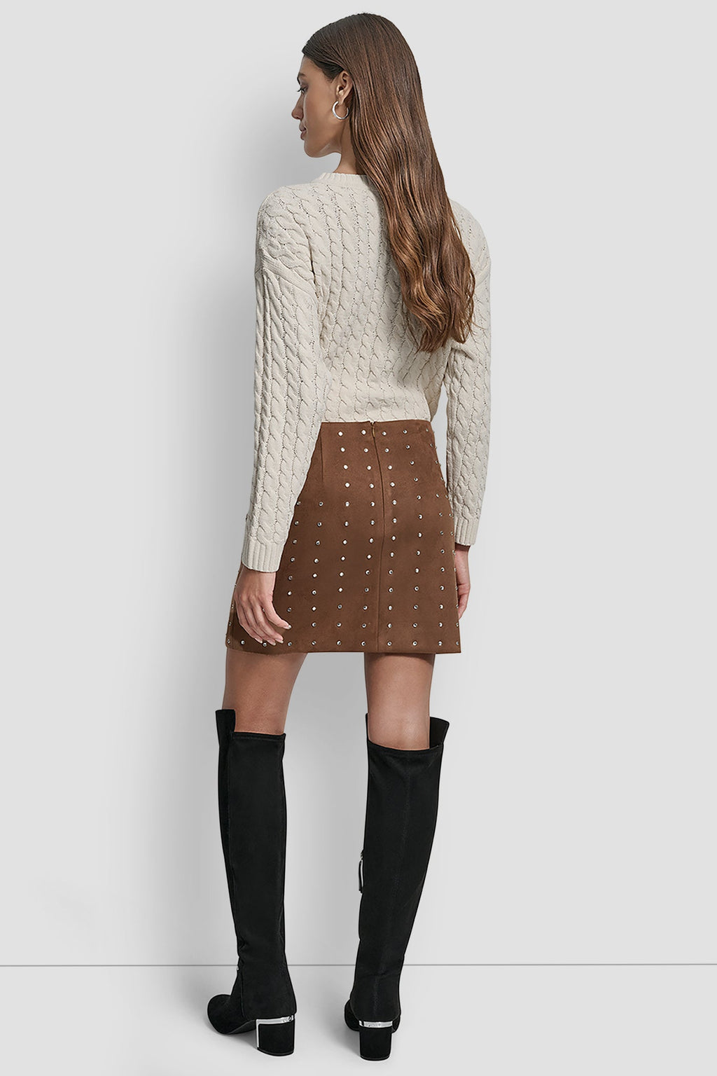 EMBELLISHED FAUX SUEDE MINI SKIRT