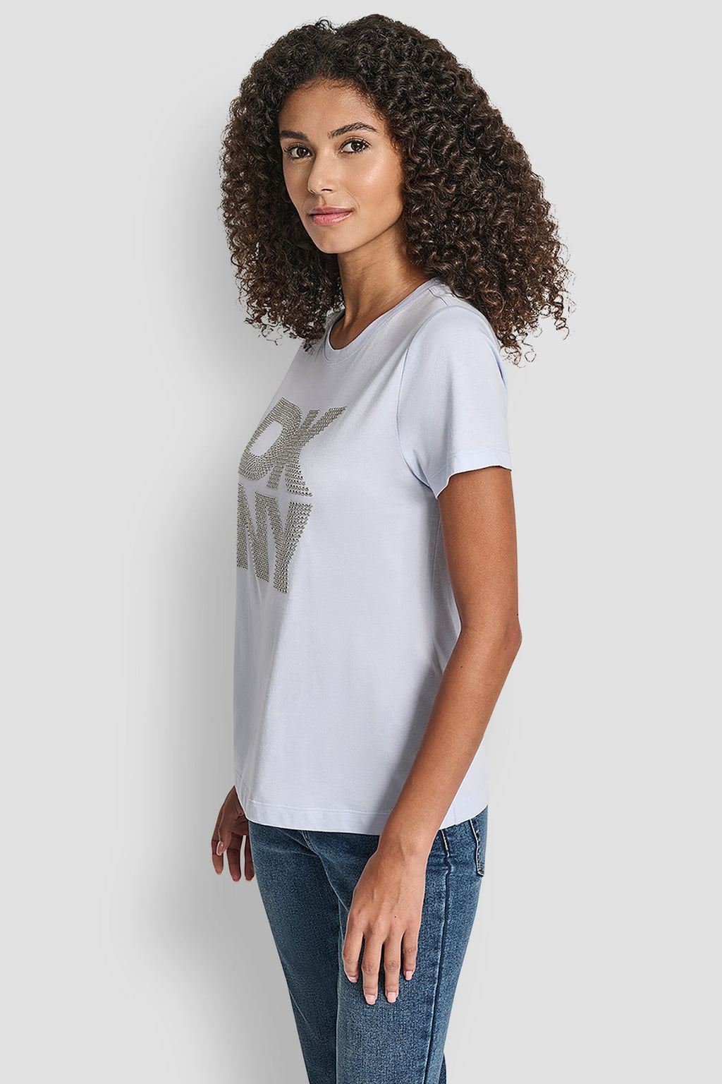 DKNY STACKED RHINESTONE LOGO TEE