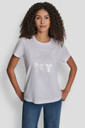 DKNY SEQUIN LOGO CREW NECK TEE