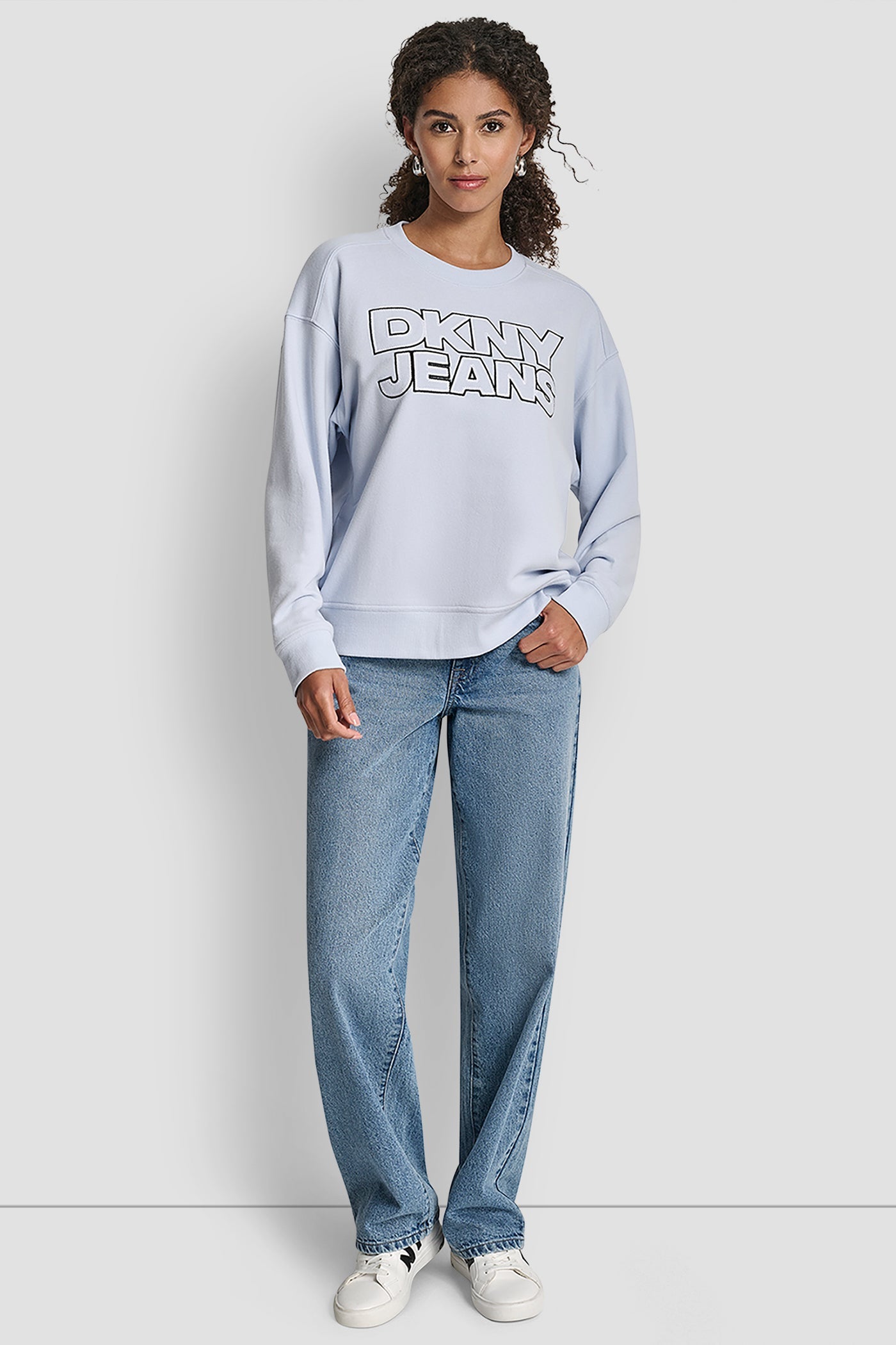 DKNY JEANS CHAINSTITCH OUTLINE LOGO SWEATSHIRT