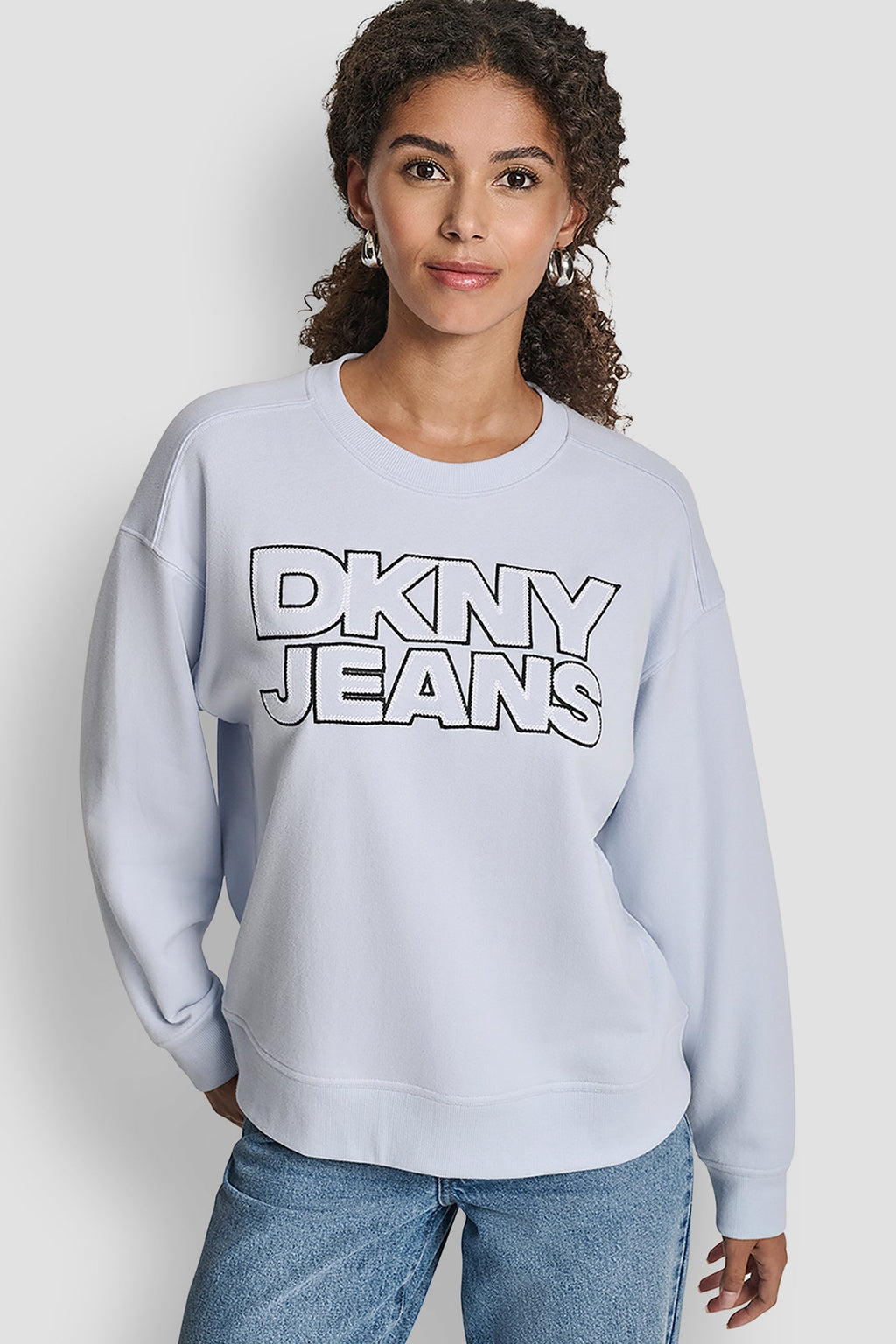 DKNY JEANS CHAINSTITCH OUTLINE LOGO SWEATSHIRT