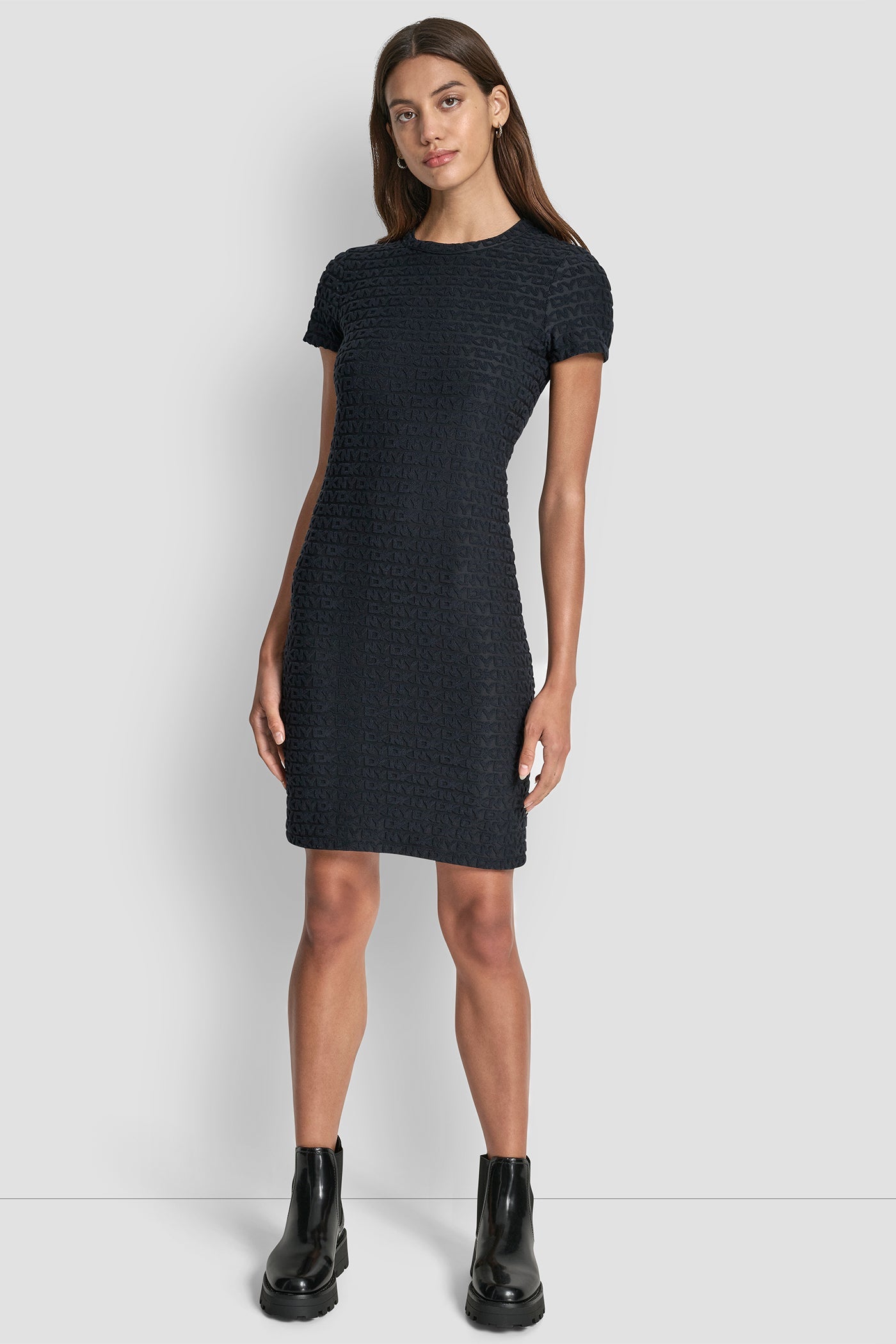 LOGO JACQUARD CREW NECK DRESS