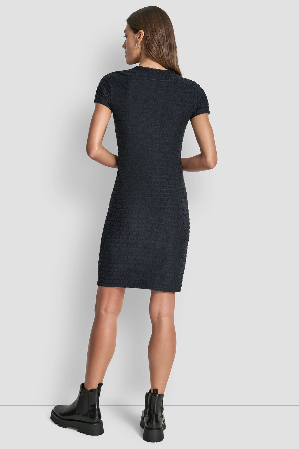 LOGO JACQUARD CREW NECK DRESS