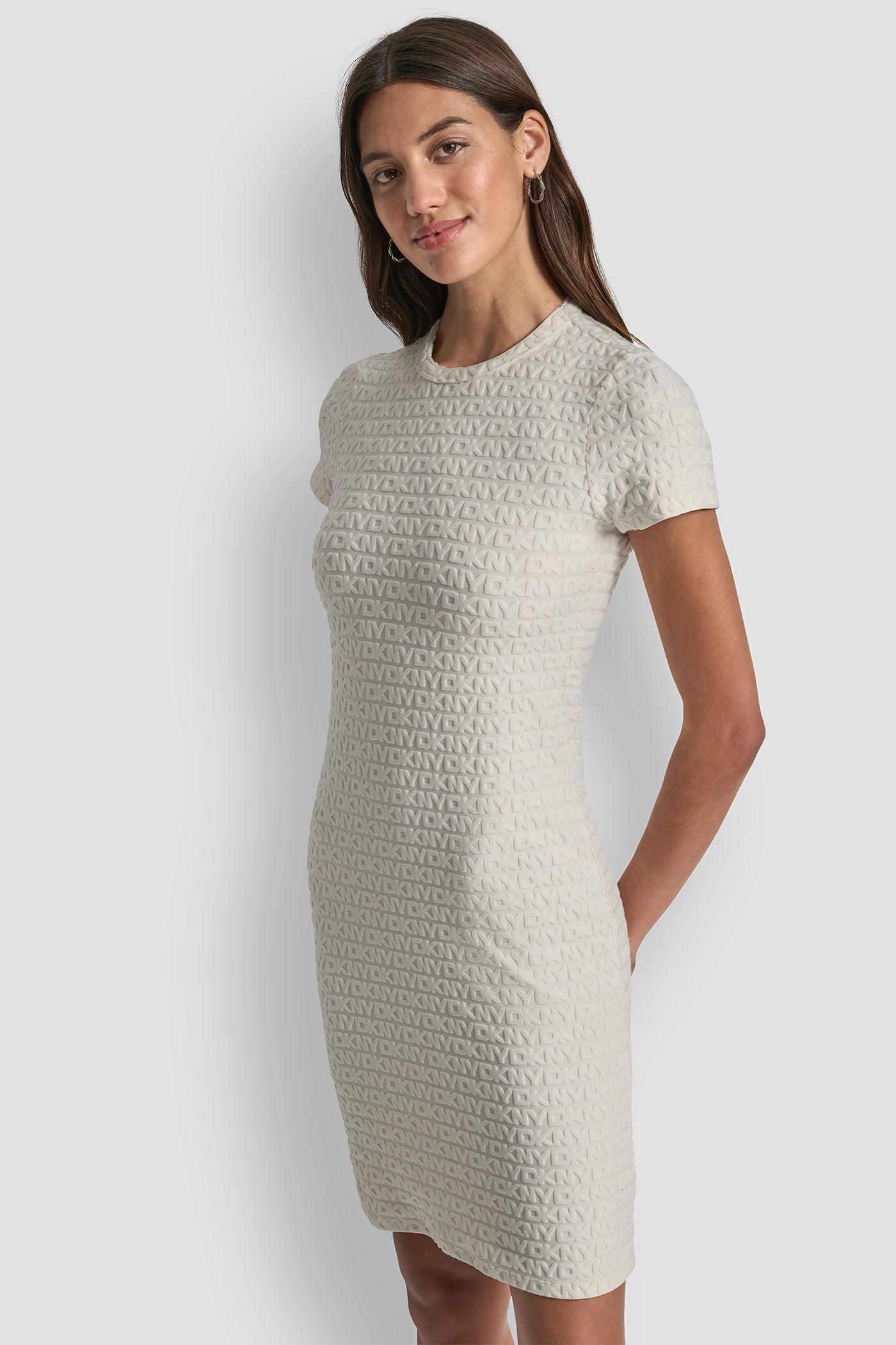 LOGO JACQUARD CREW NECK DRESS