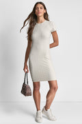 LOGO JACQUARD CREW NECK DRESS