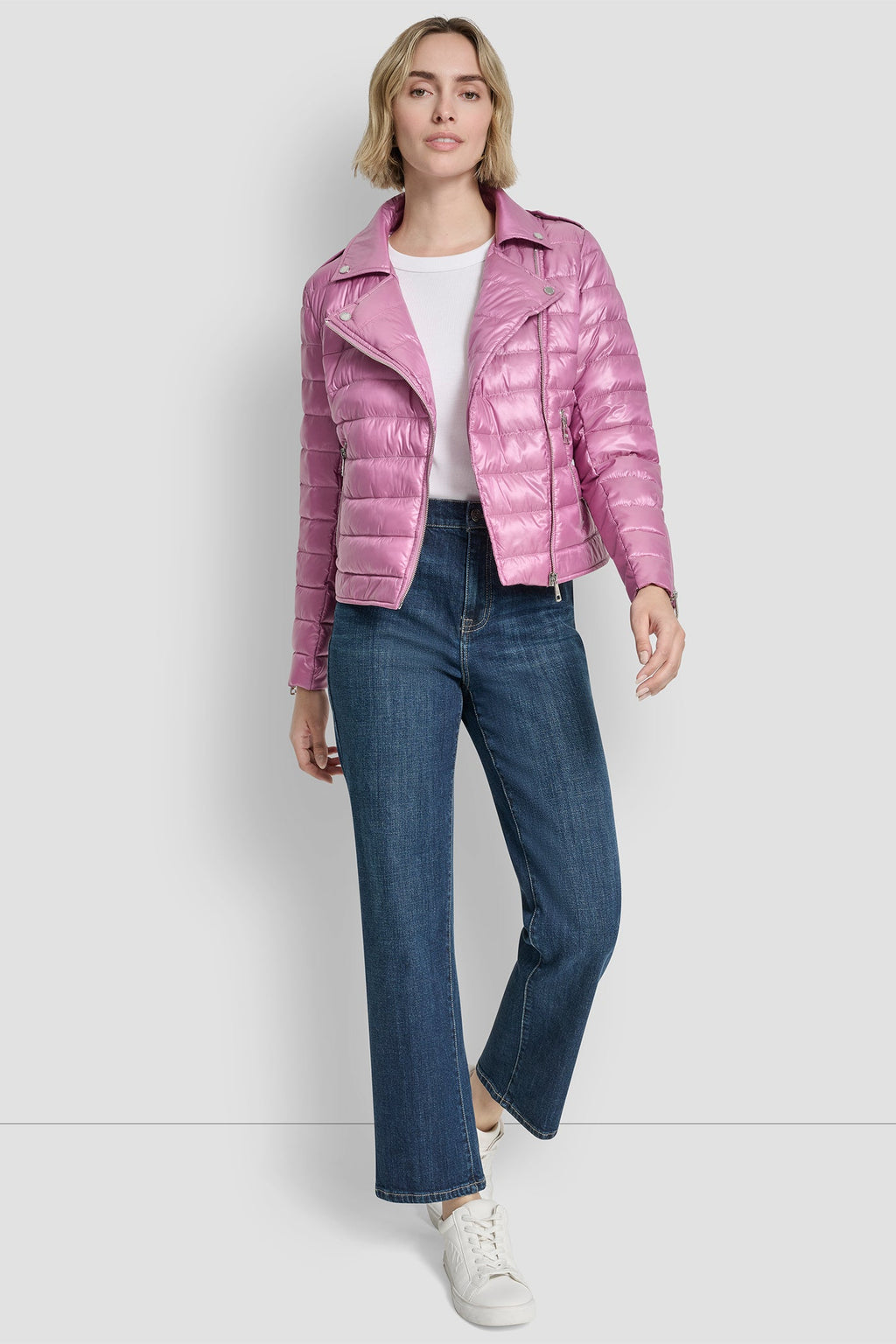 MOTO STYLE LIGHT WEIGHT PUFFER JACKET