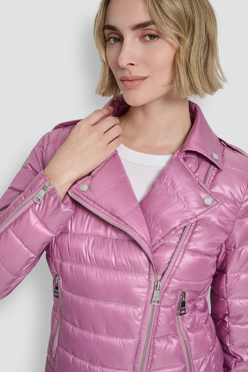 MOTO STYLE LIGHT WEIGHT PUFFER JACKET