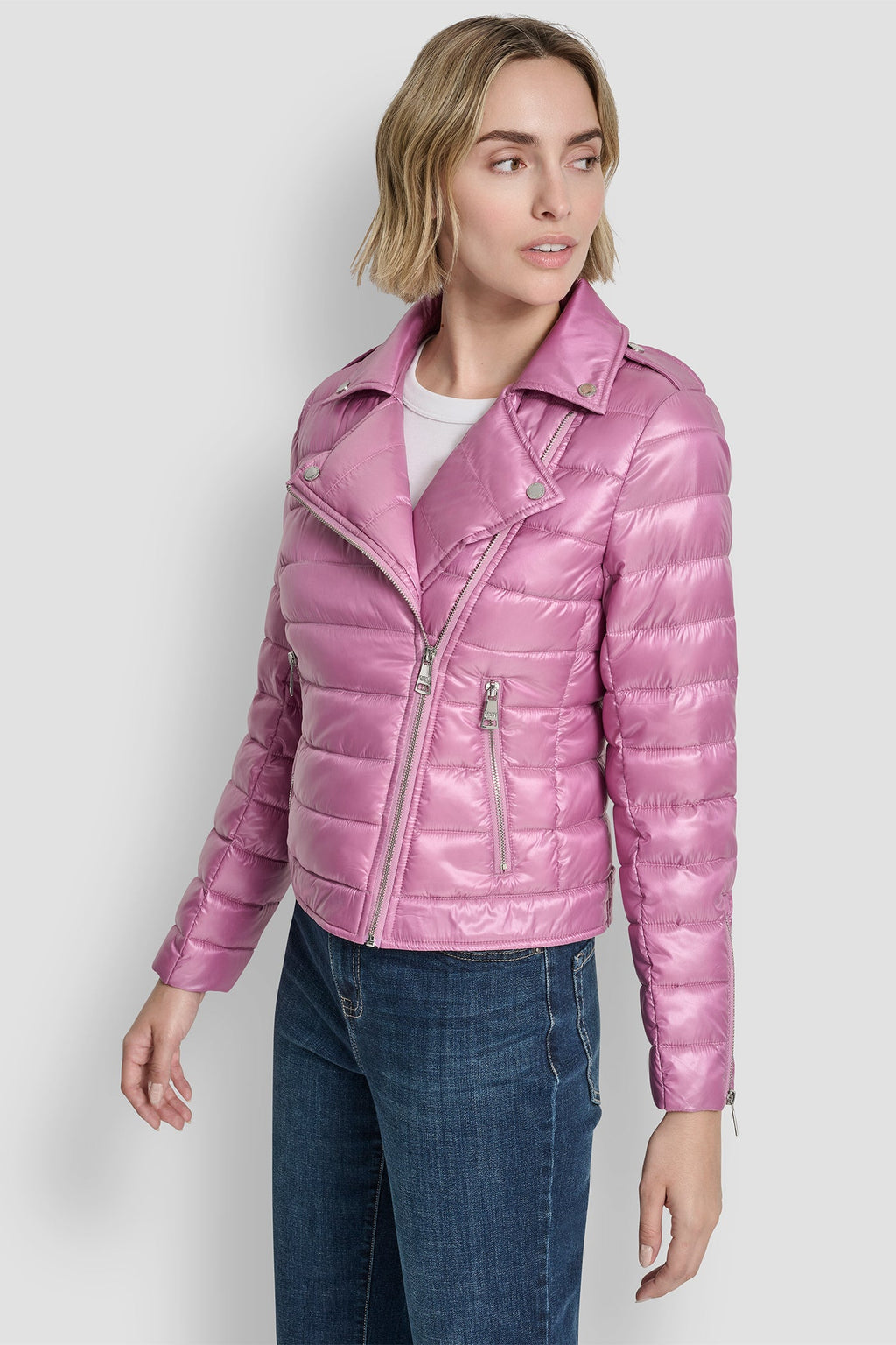 MOTO STYLE LIGHT WEIGHT PUFFER JACKET