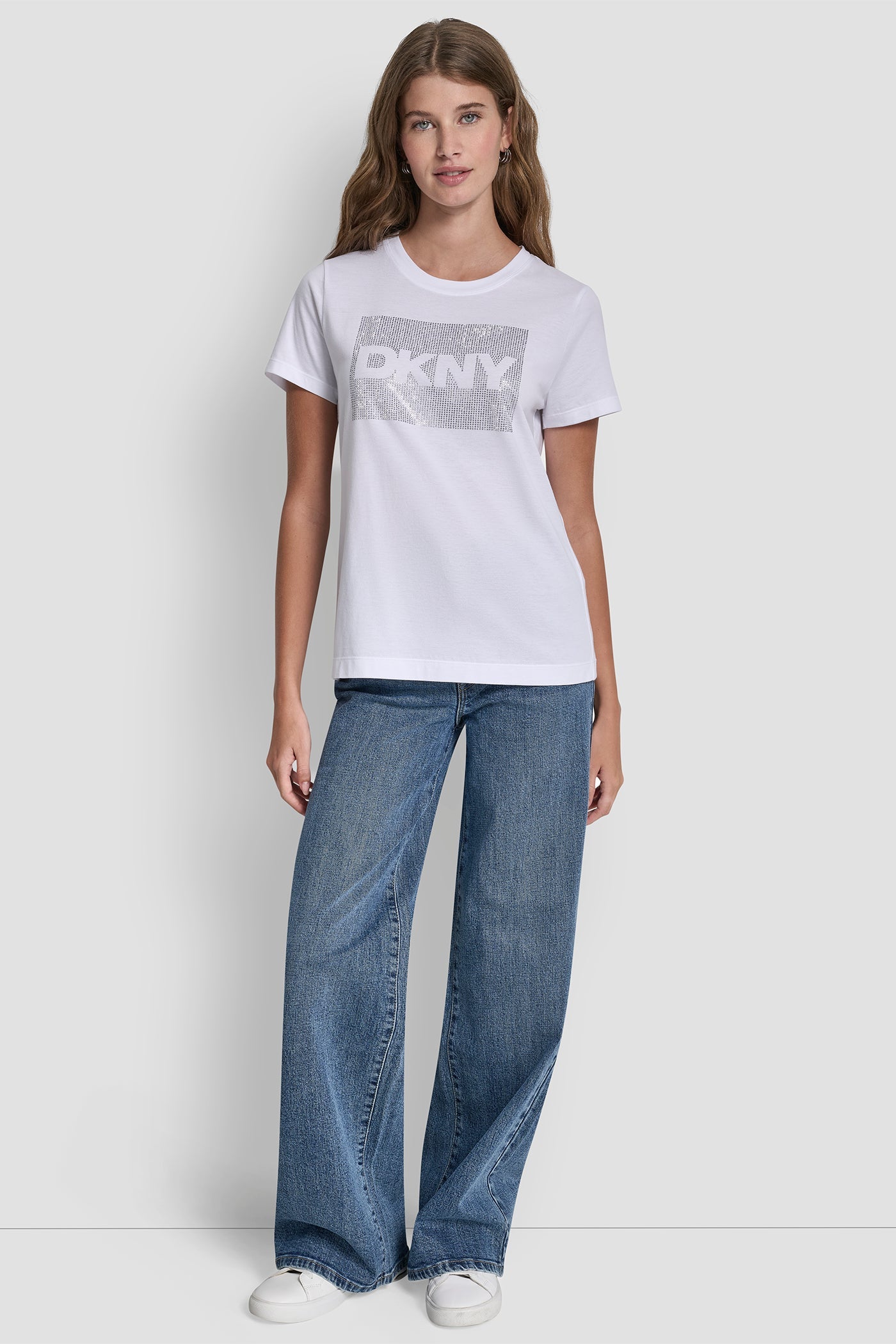 DKNY BOX RHINESTONE LOGO TEE