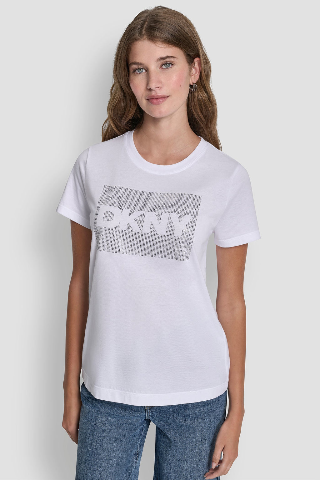 DKNY BOX RHINESTONE LOGO TEE